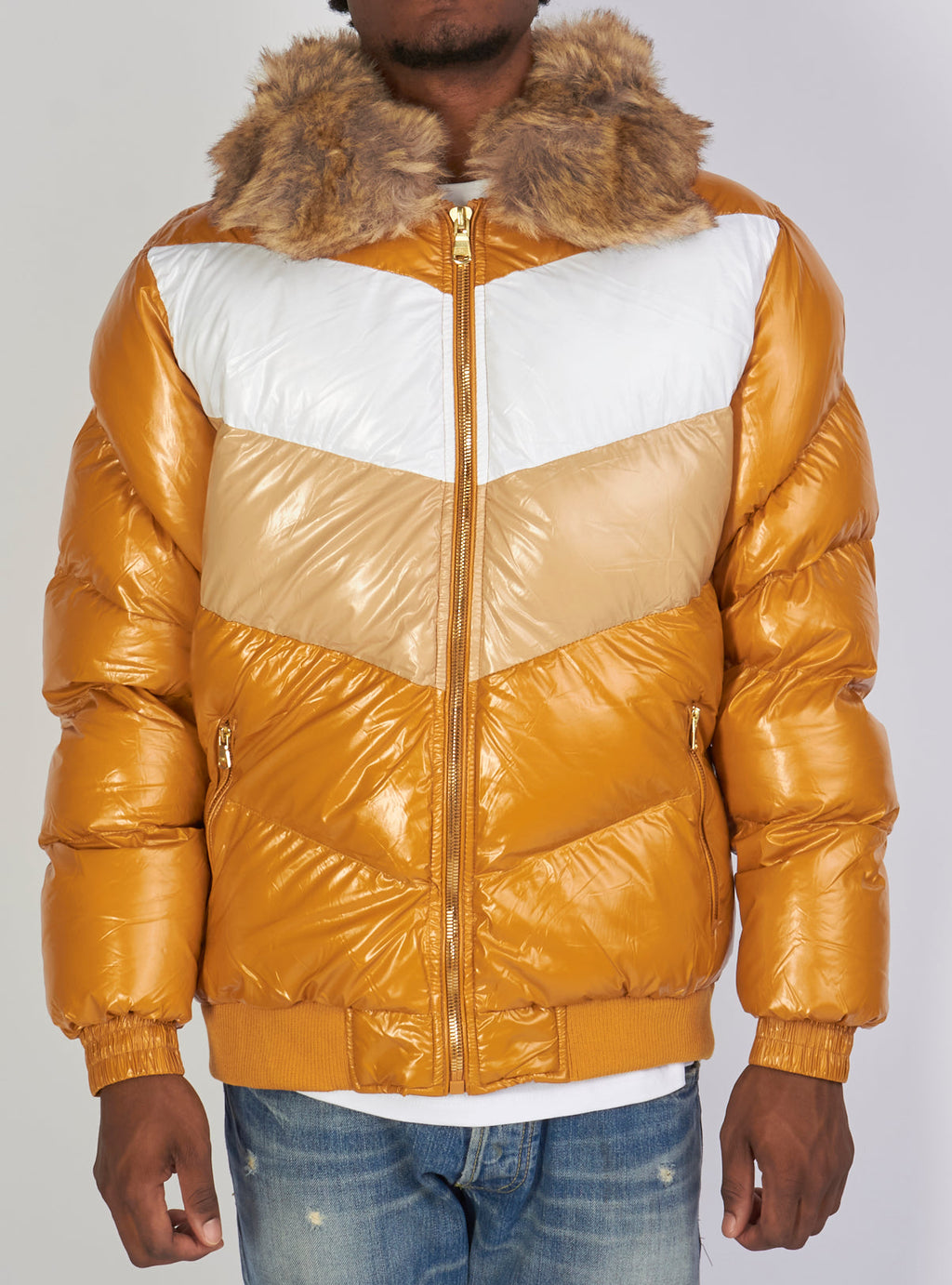 Jordan Craig Jacket - Color Blocked Puffer - Wheat - 91587