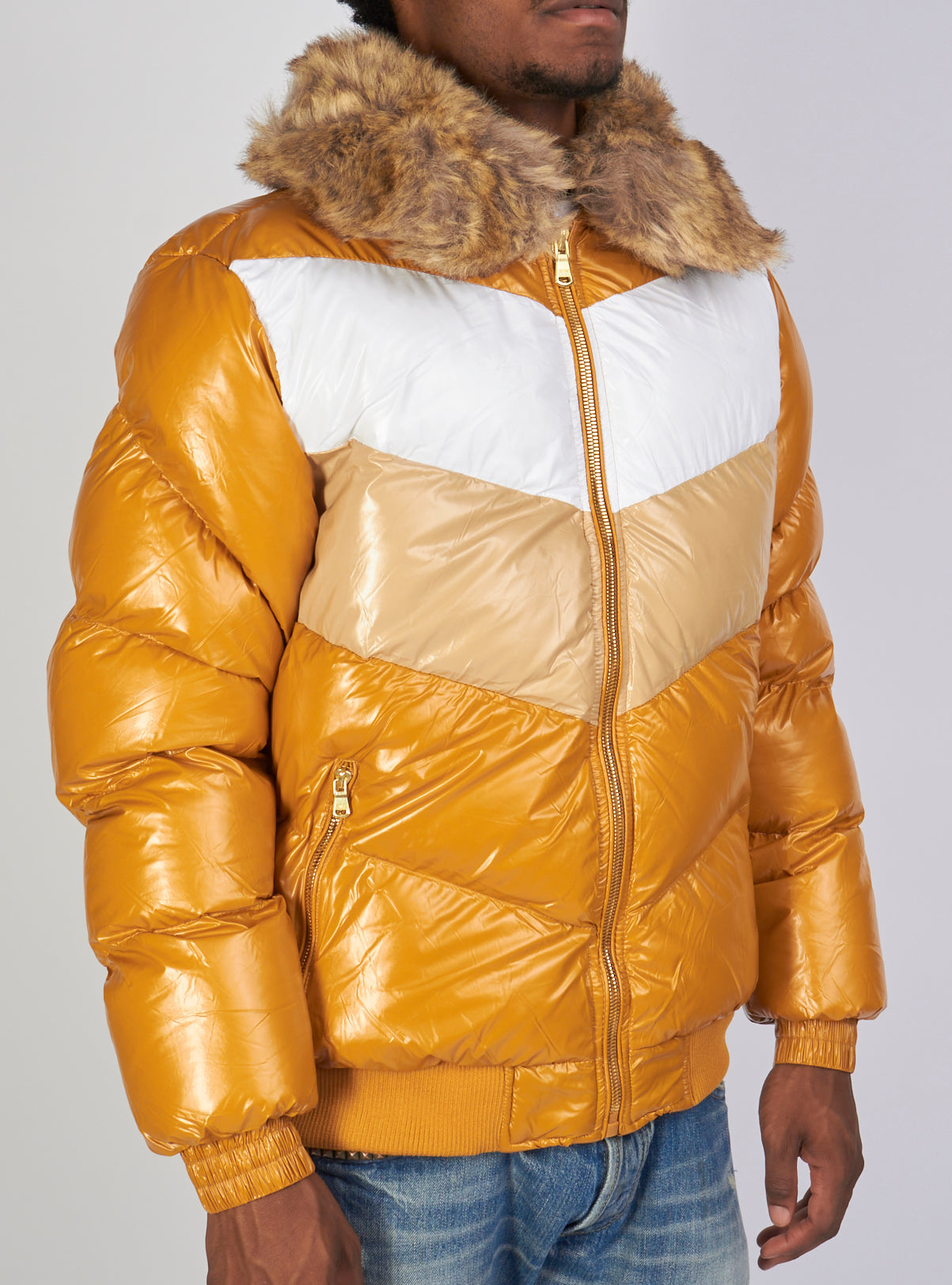 Jordan Craig Jacket - Color Blocked Puffer - Wheat - 91587