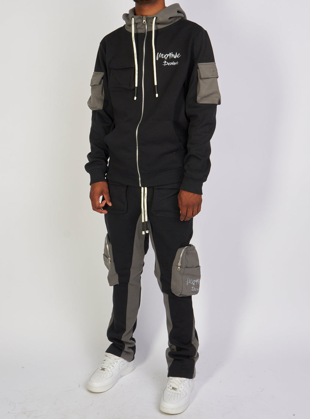 Motive Denim Sweatsuit - Tech Fleece Stacked - Black - MT127