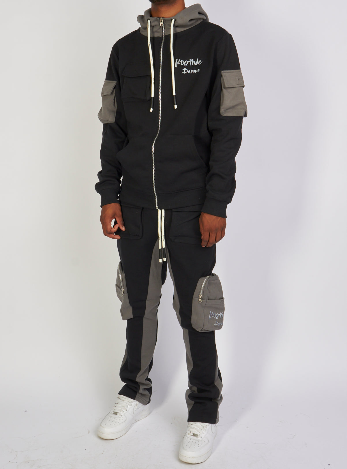 Motive Denim Sweatsuit - Tech Fleece Stacked - Black - MT127
