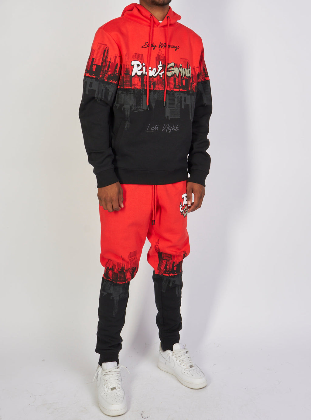 Motive Denim Sweatsuit - Rise & Grind - Red - MT142