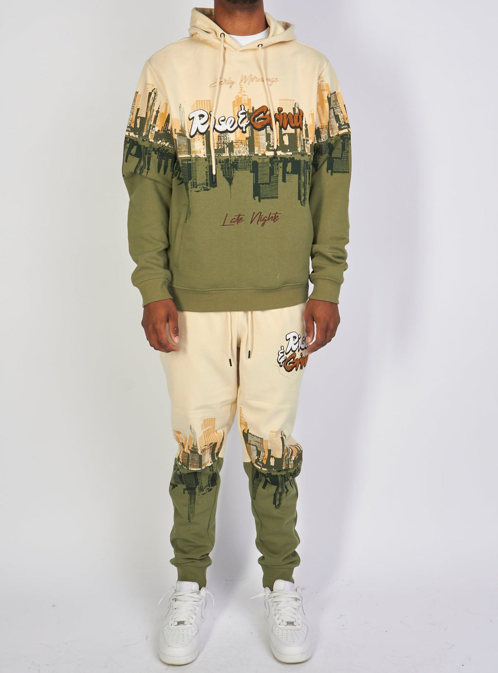 Motive Denim Sweatsuit - Rise & Grind - Khaki - MT142