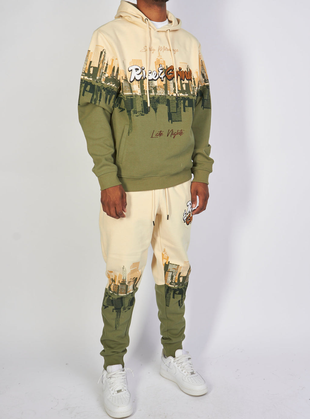 Motive Denim Sweatsuit - Rise & Grind - Khaki - MT142