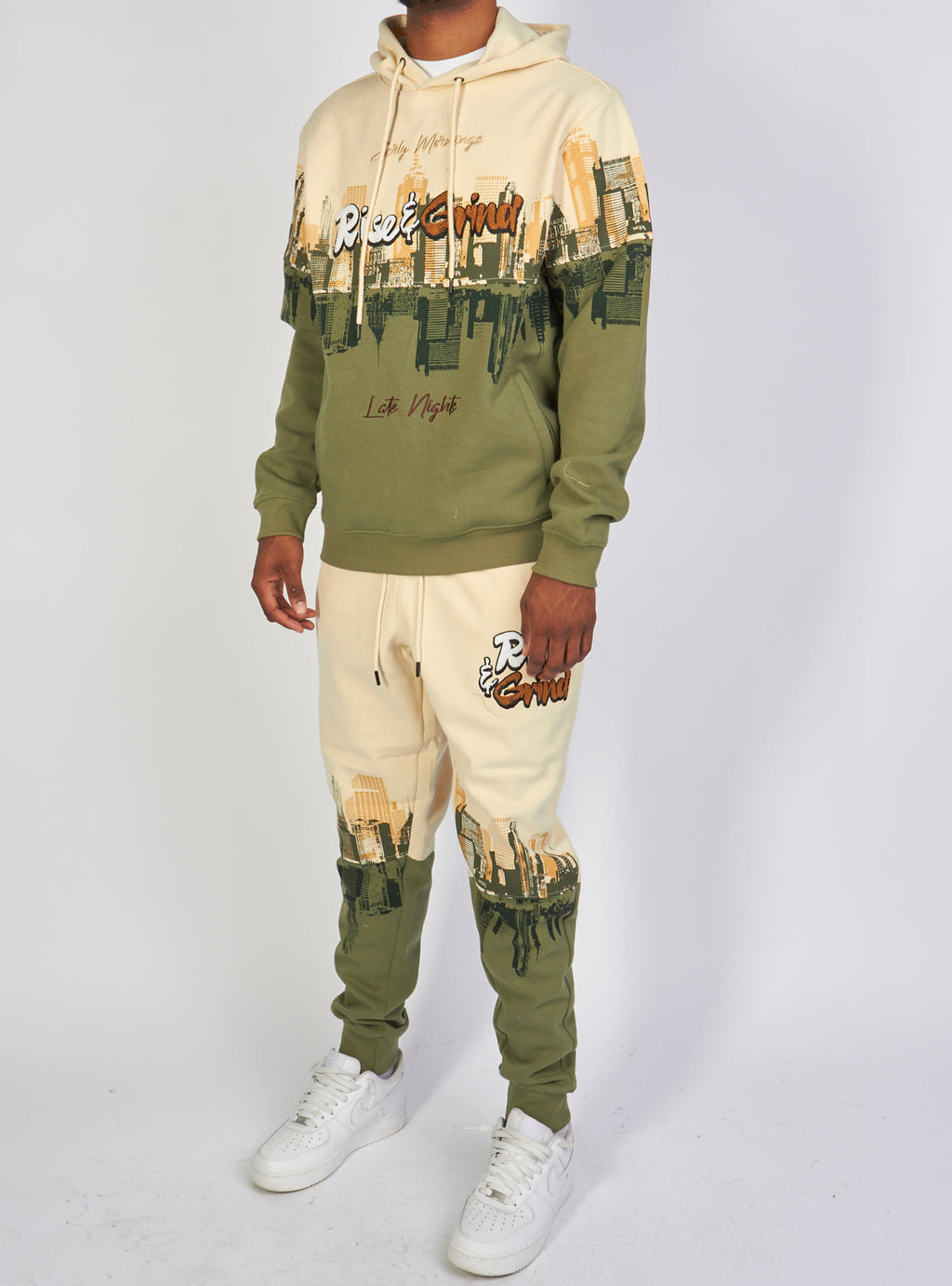Motive Denim Sweatsuit - Rise & Grind - Khaki - MT142
