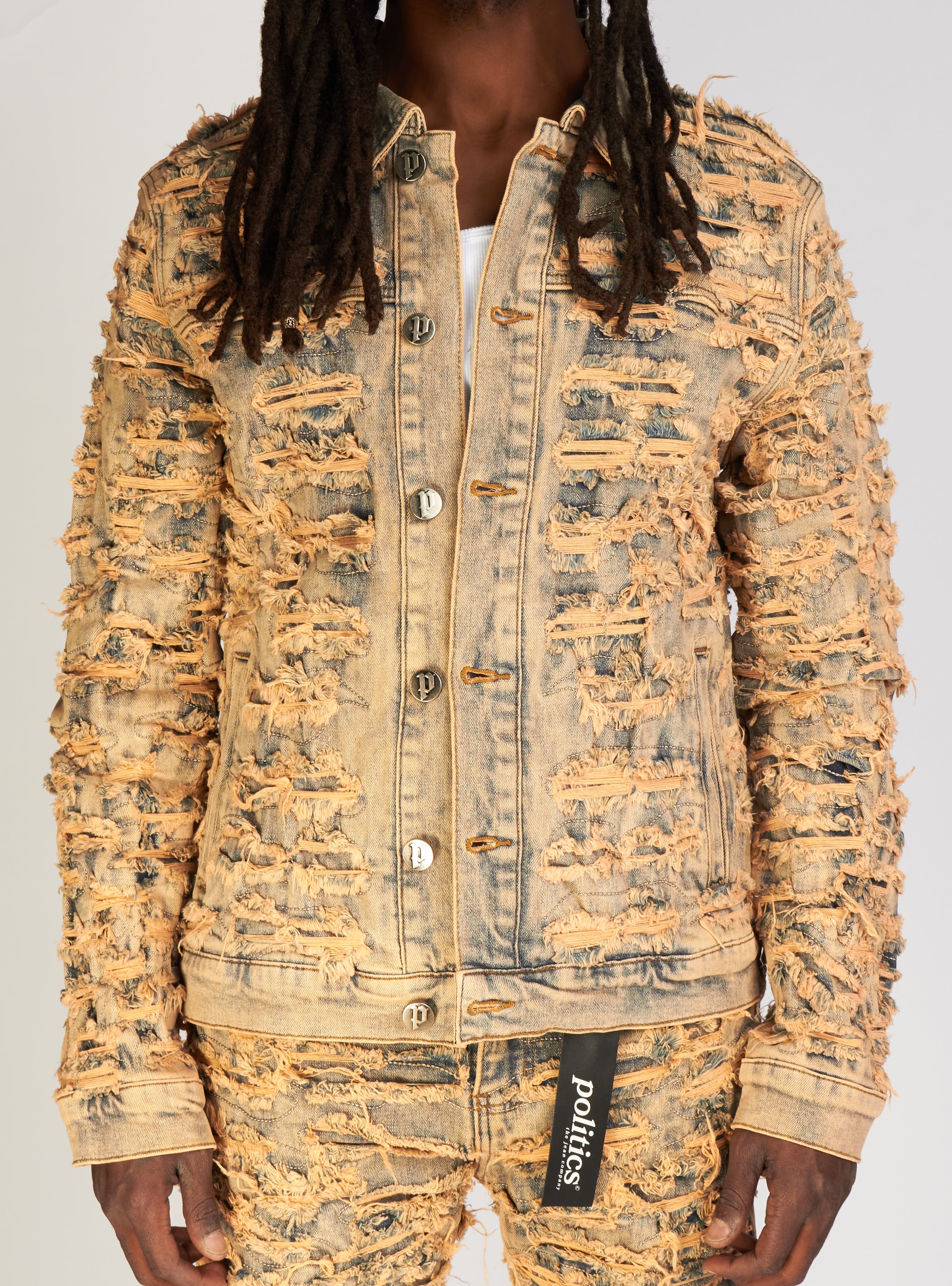 Politics Denim Jacket - Mark - Heavy Sandblast - 554
