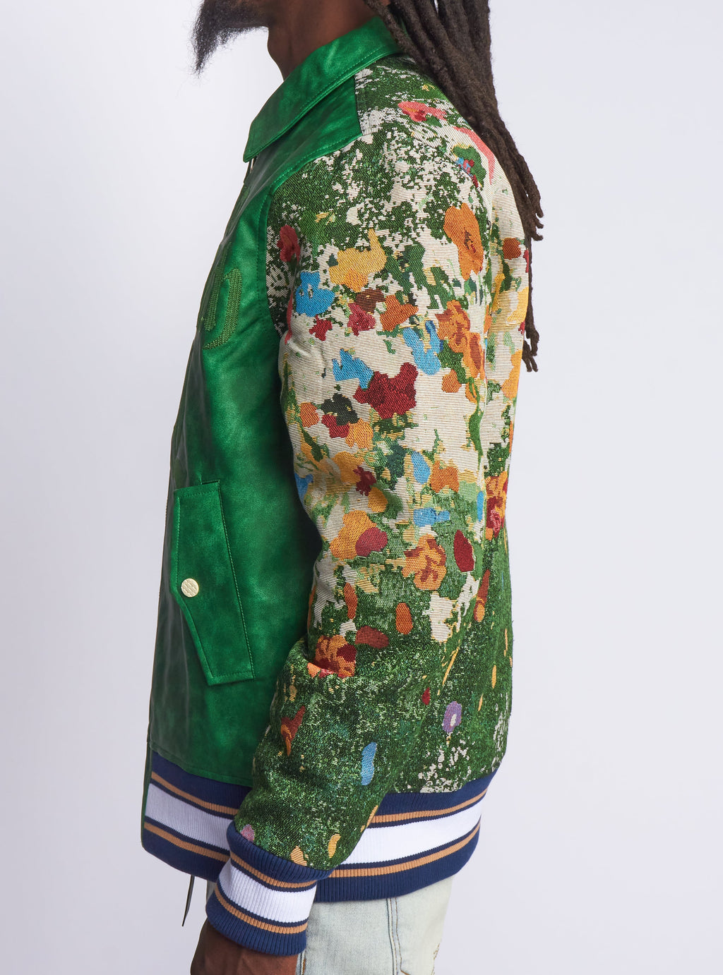 Majestik Jacket - Heavy Weight Jacquard Varsity - Green - JJ2372
