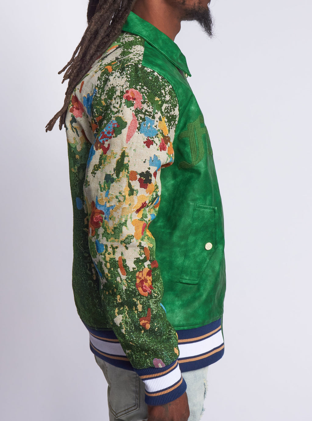 Majestik Jacket - Heavy Weight Jacquard Varsity - Green - JJ2372