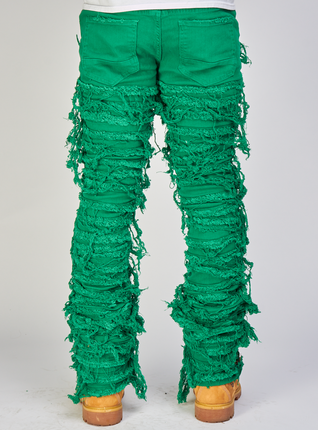Majestik Jeans - Nirvana Rip and Frayed Stacked Pants - Green - DL2260