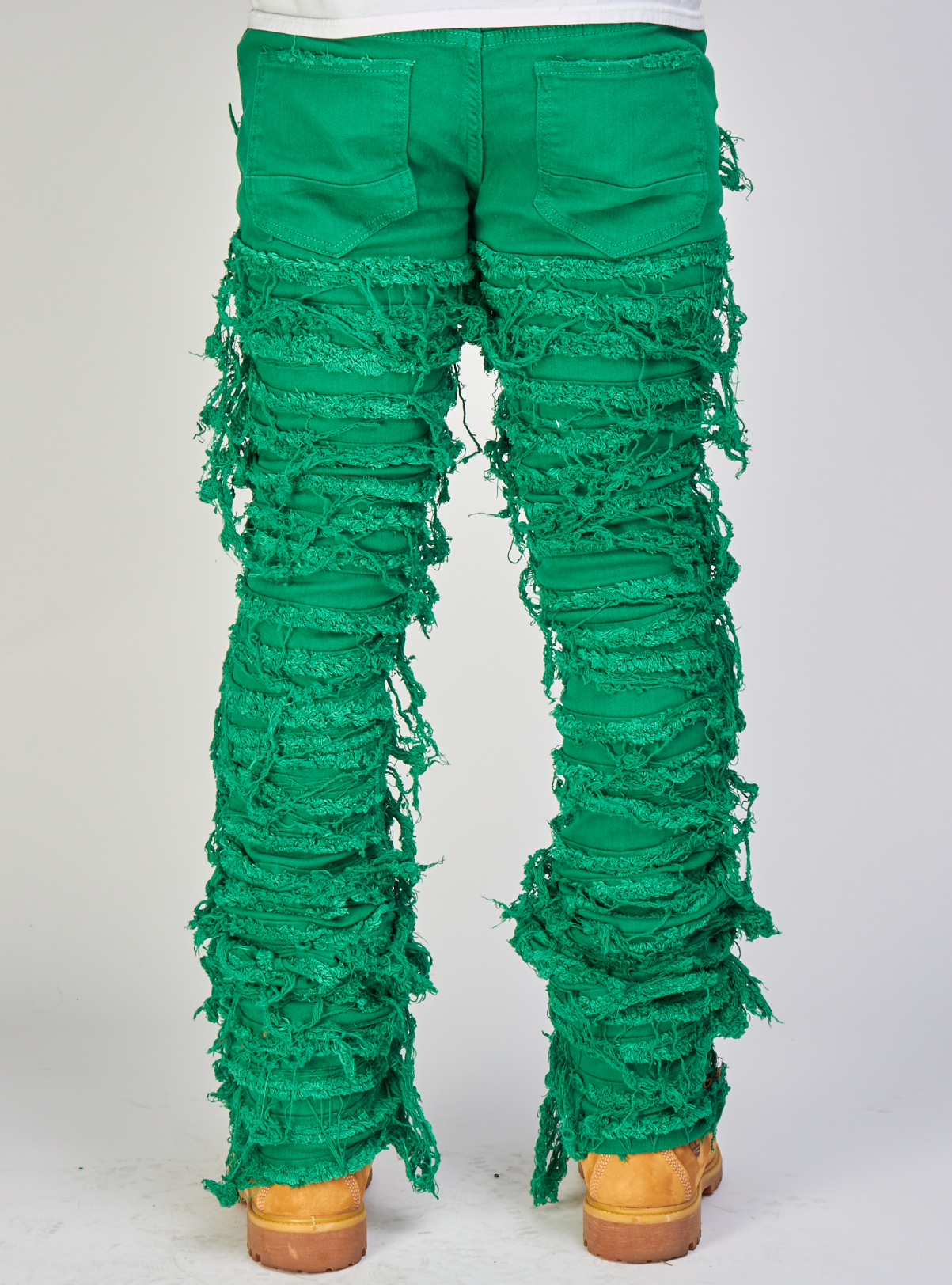 Majestik Jeans - Nirvana Rip and Frayed Stacked Pants - Green - DL2260