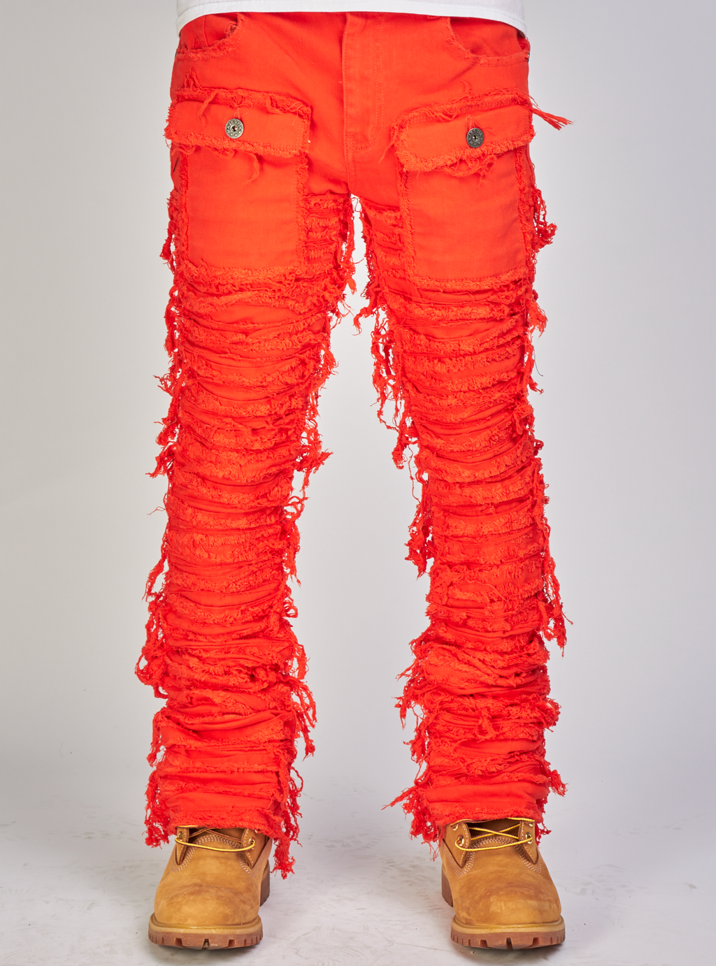 Majestik Jeans - Nirvana Rip and Frayed Stacked Pants - Orange - DL2260