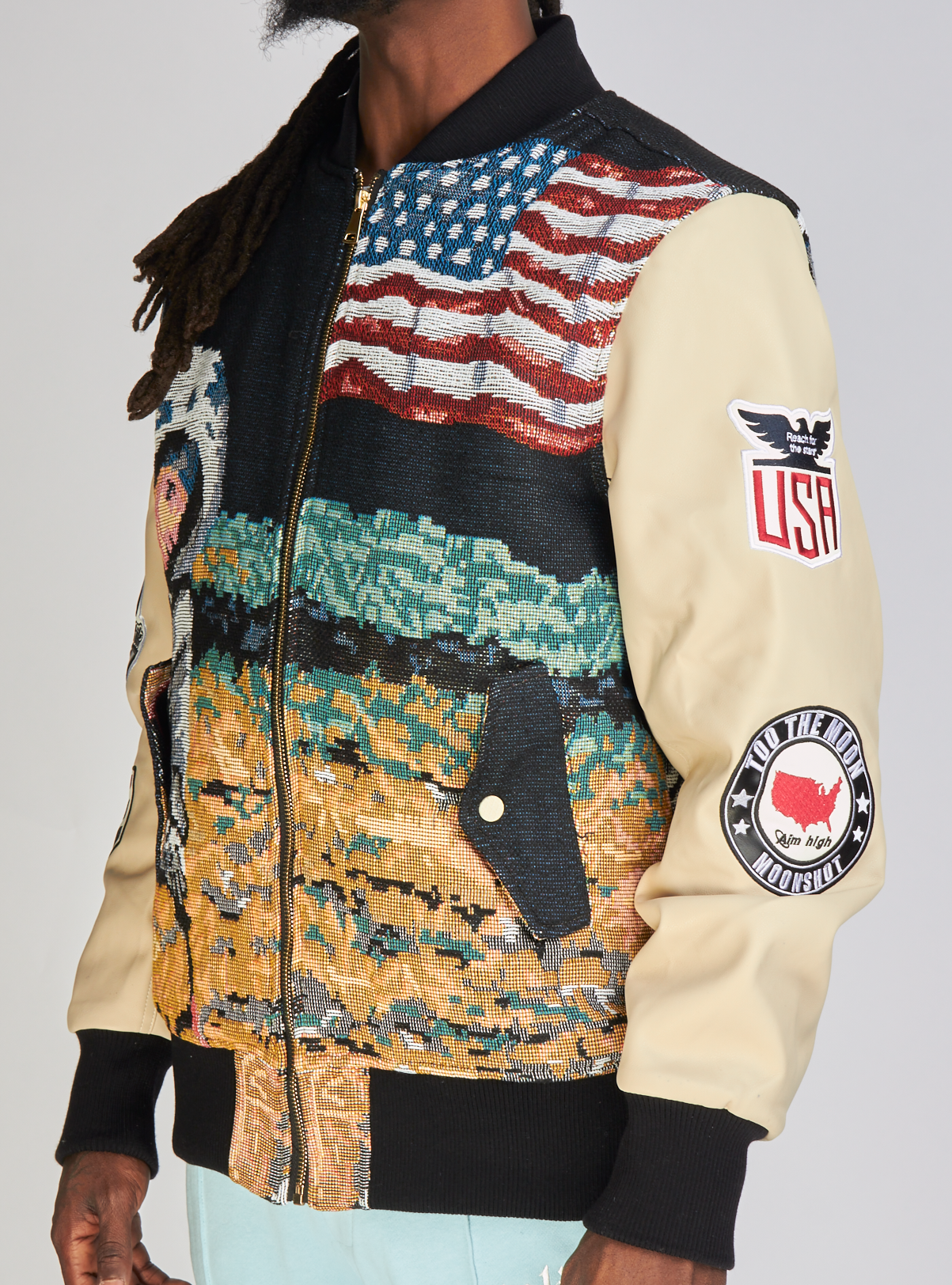 Majestik Jacket - Gradation Jacquard - Multi And Beige - JJ2371