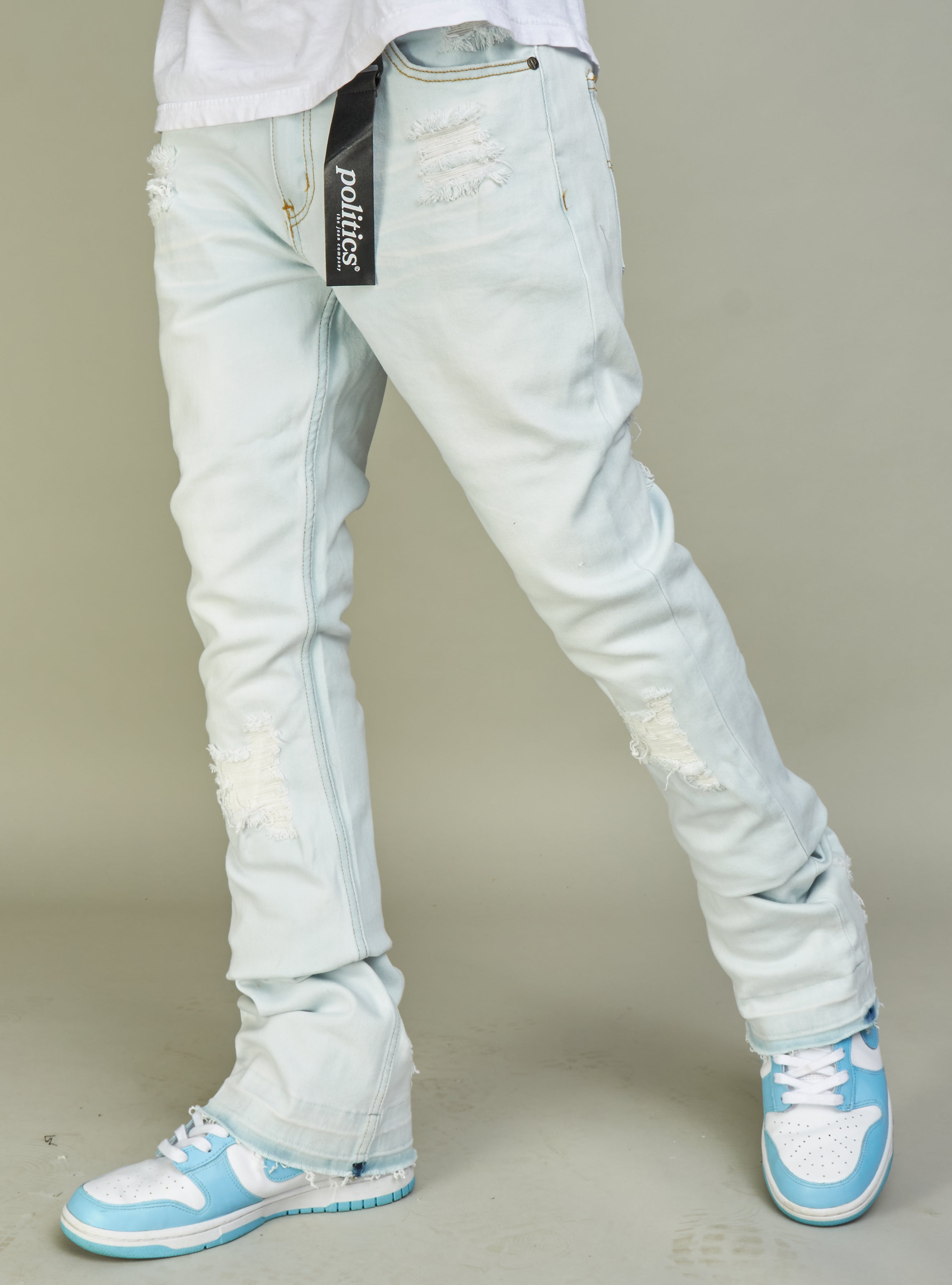 Politics Jeans - Super Stacked Skinny Flare 38" Inseam - Scott - Light Blue  - 502