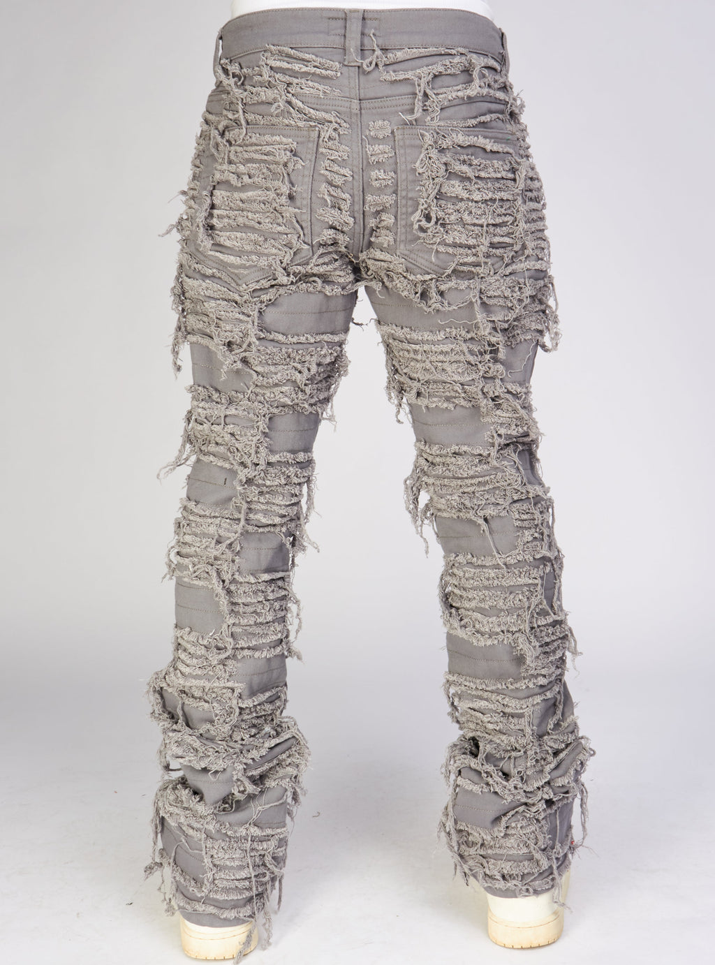 Politics Jeans - Thrashed Distressed Stacked Flare - Grey - Debris 515