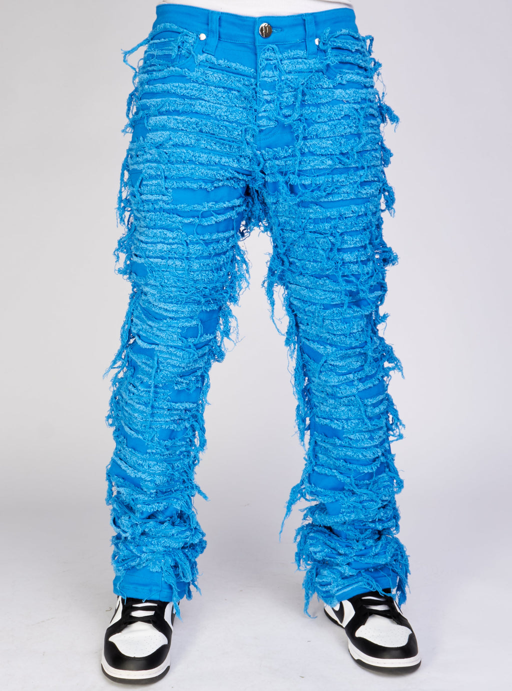 Politics Jeans - Thrashed Distressed Stacked Flare - Cobalt - Debris 514