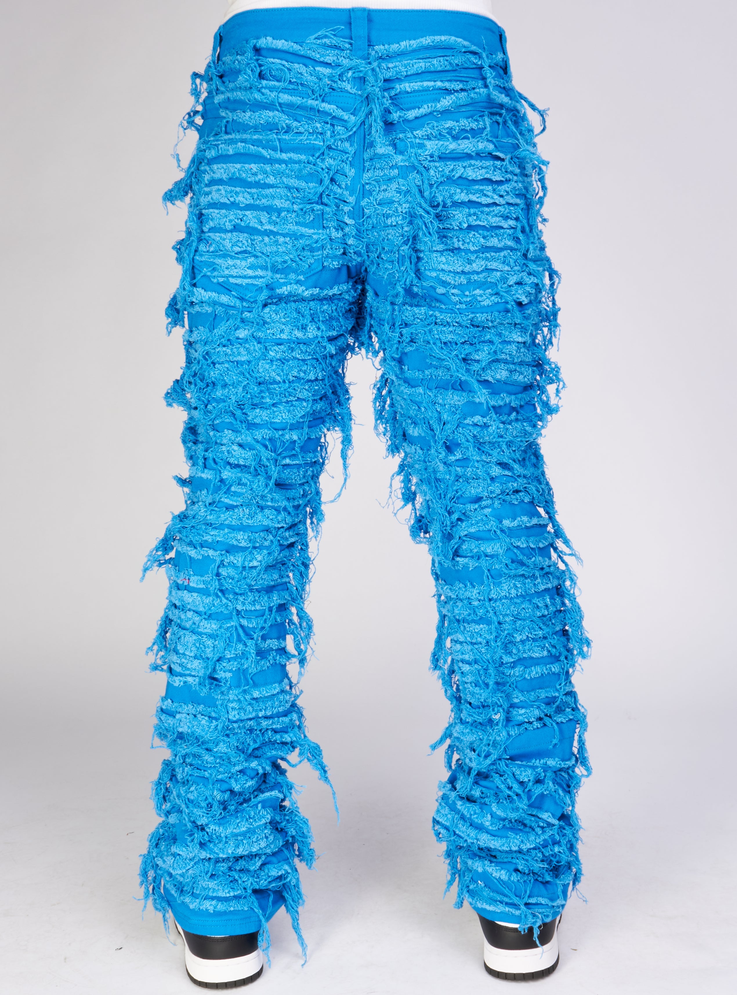 Politics Jeans - Thrashed Distressed Stacked Flare - Cobalt - Debris 514