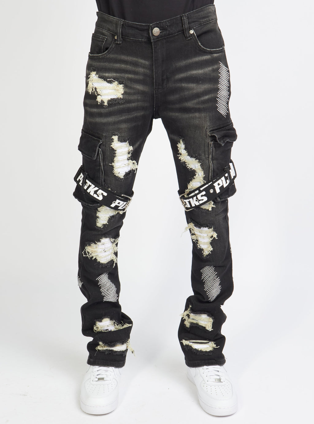 Politics Jeans - Wooden Denim Stacked Flare - Black Wash - POLDWOODEN101