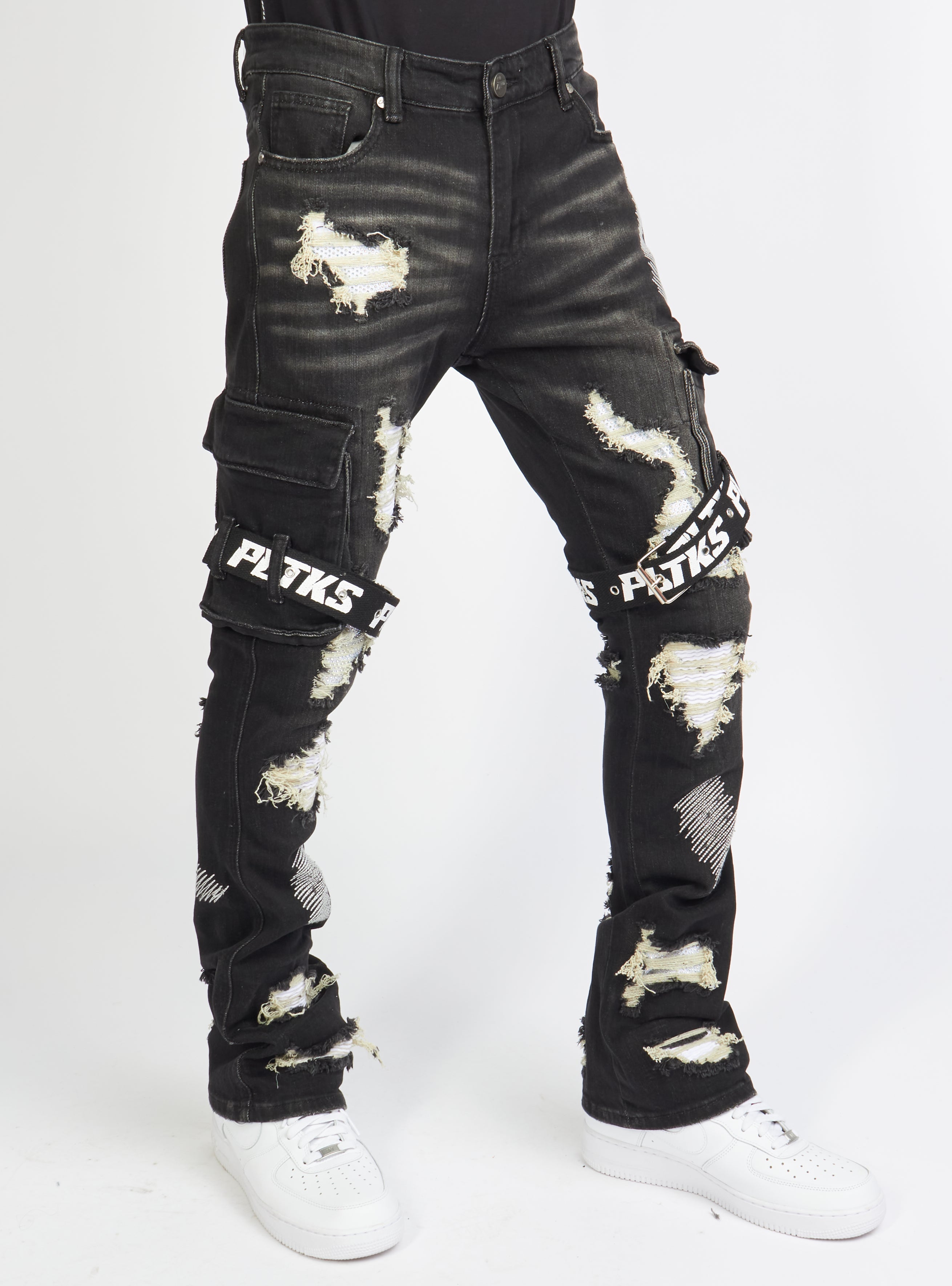 Politics Jeans - Wooden Denim Stacked Flare - Black Wash - POLDWOODEN101