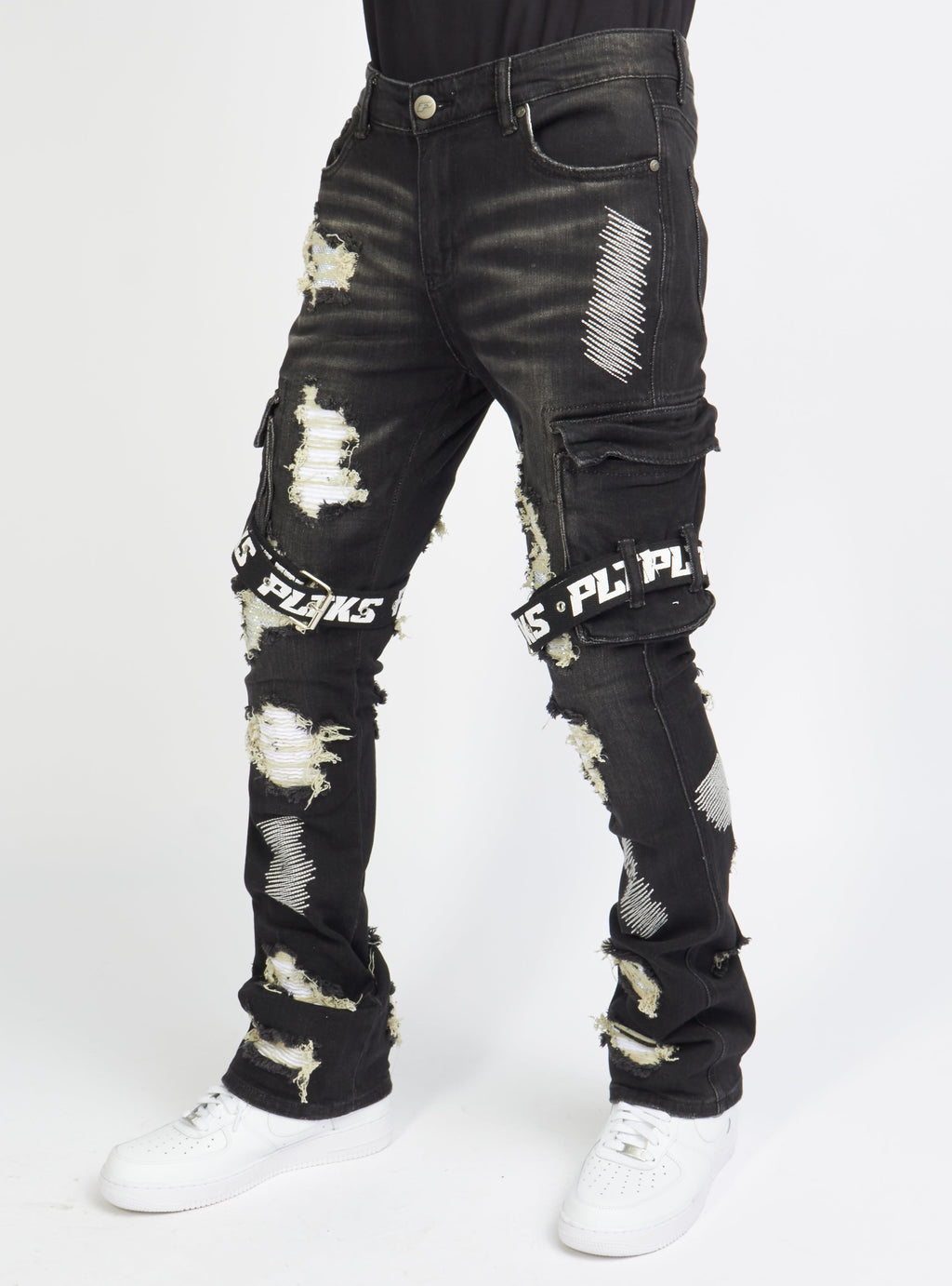 Politics Jeans - Wooden Denim Stacked Flare - Black Wash - POLDWOODEN101