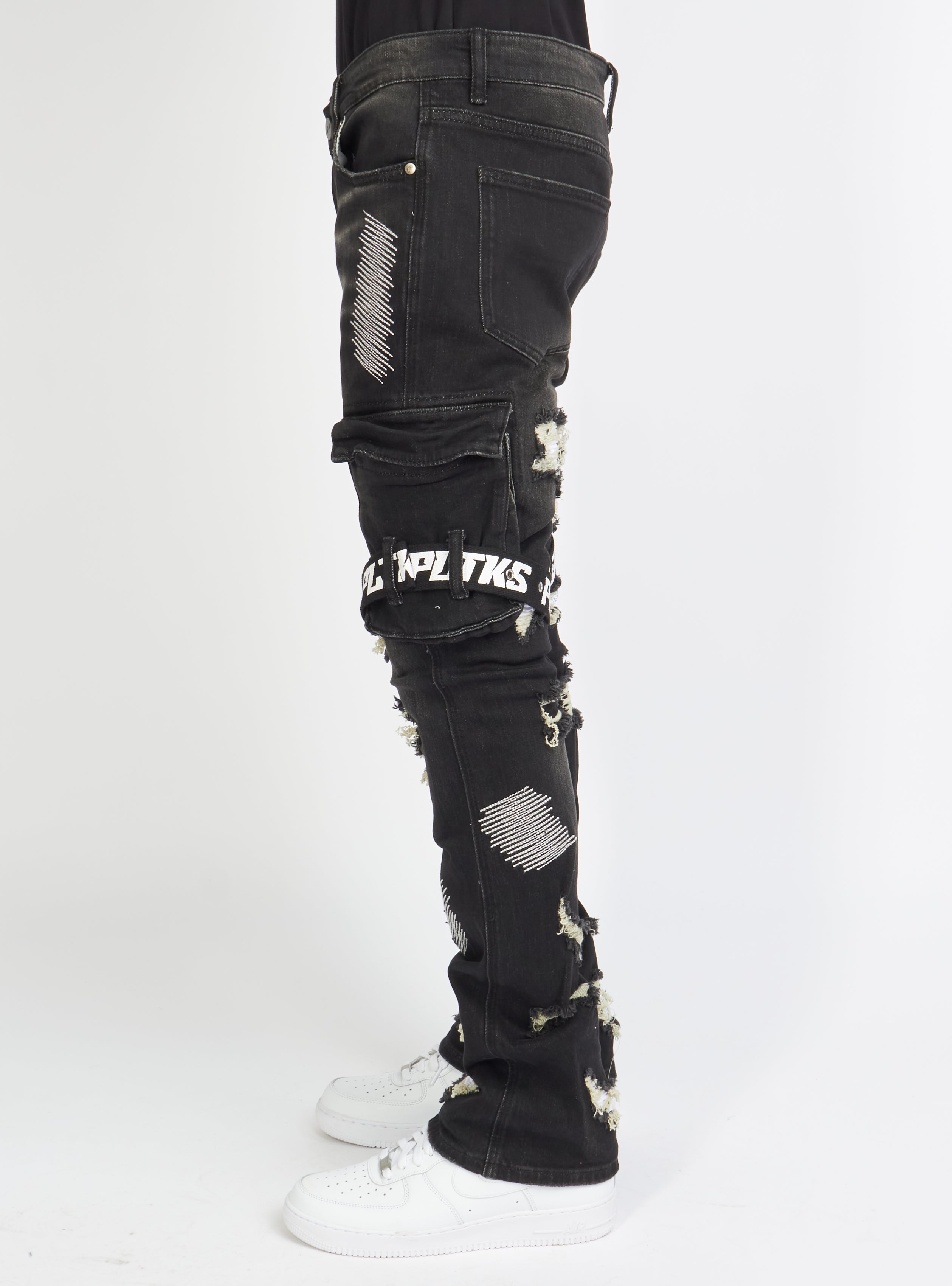 Politics Jeans - Wooden Denim Stacked Flare - Black Wash - POLDWOODEN101