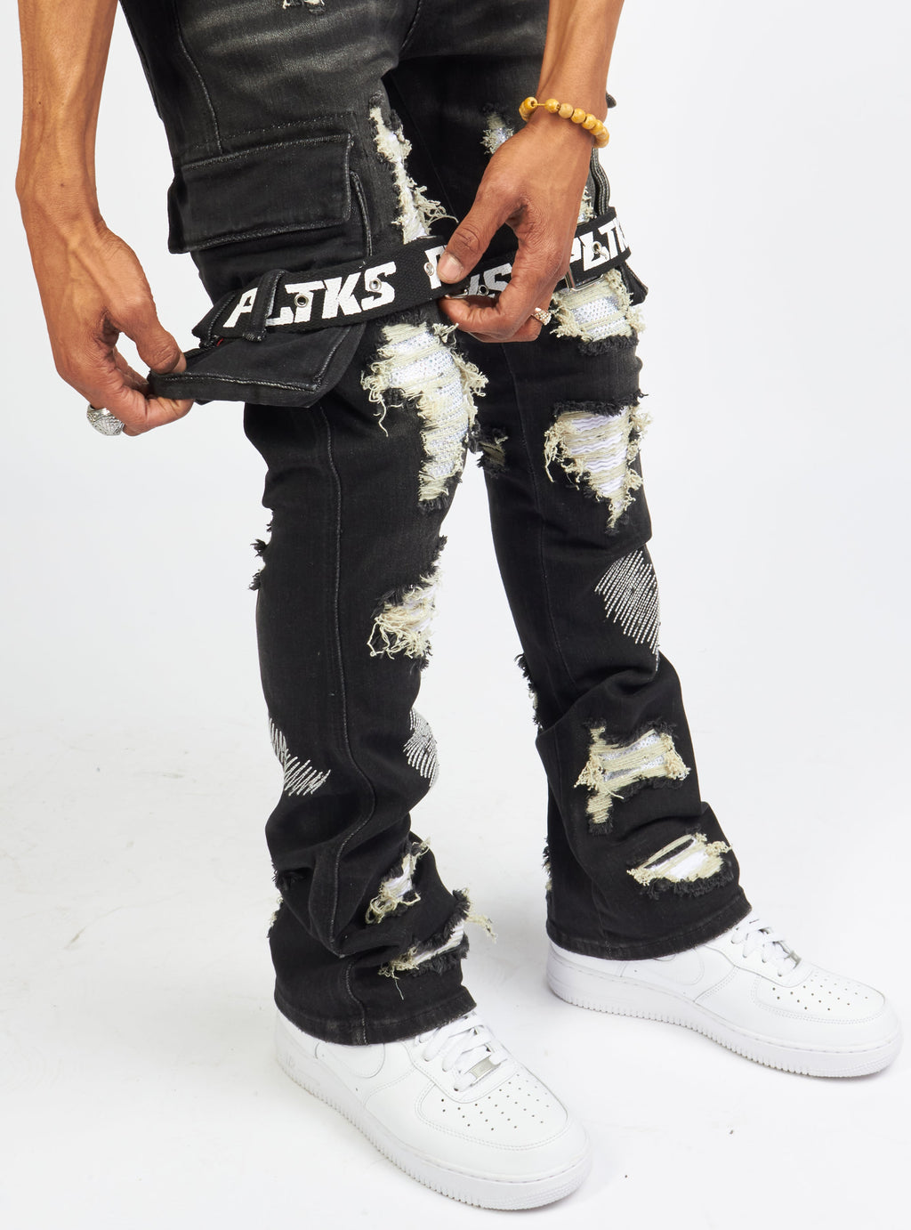 Politics Jeans - Wooden Denim Stacked Flare - Black Wash - POLDWOODEN101