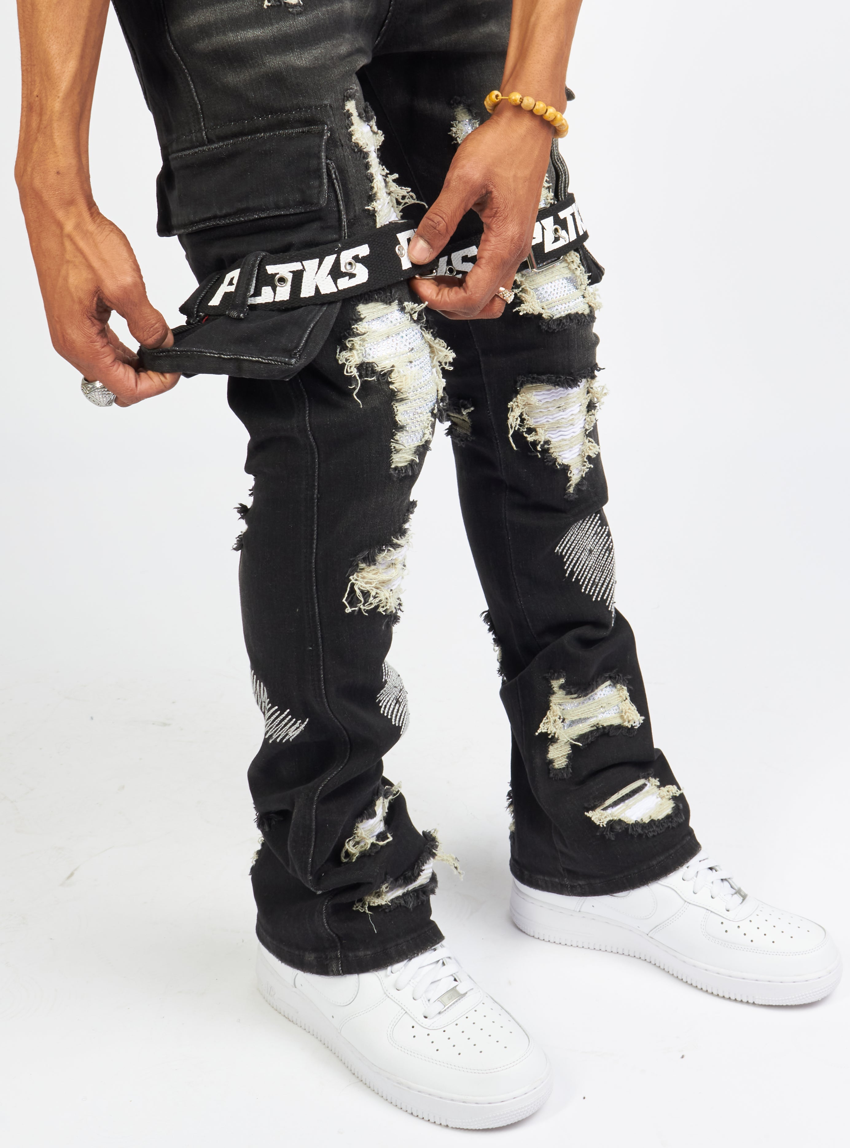 Politics Jeans - Wooden Denim Stacked Flare - Black Wash - POLDWOODEN101