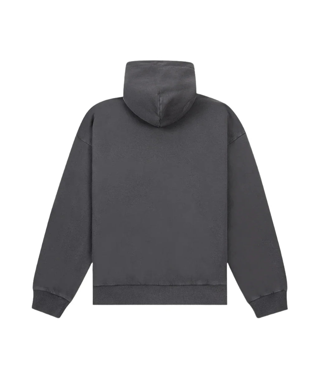 Paper Plane Hoodie - Script Logo Puff Print Hoodie - Washed Black - 310016