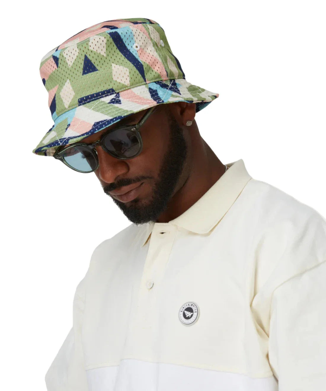 Paper Plane Hat - Diamond and Stripes Bucket Hat - Pink - 140020