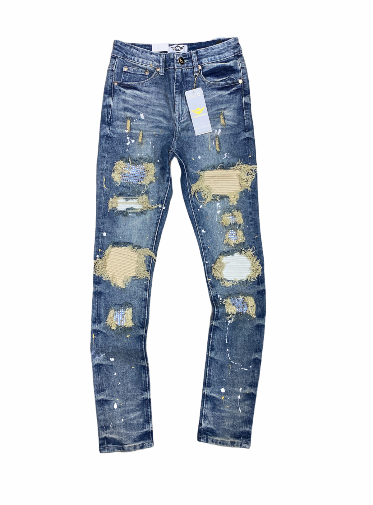 Ferrari Massari Jeans - 2 Tone Drip Cream - Blue