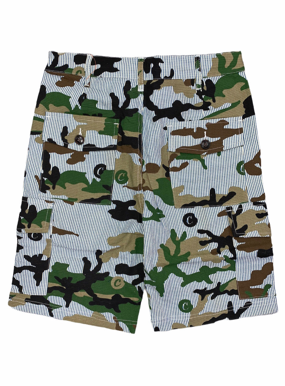 Cookies Shorts - Vintage Camo Seersucker - Blue Stripe Camo