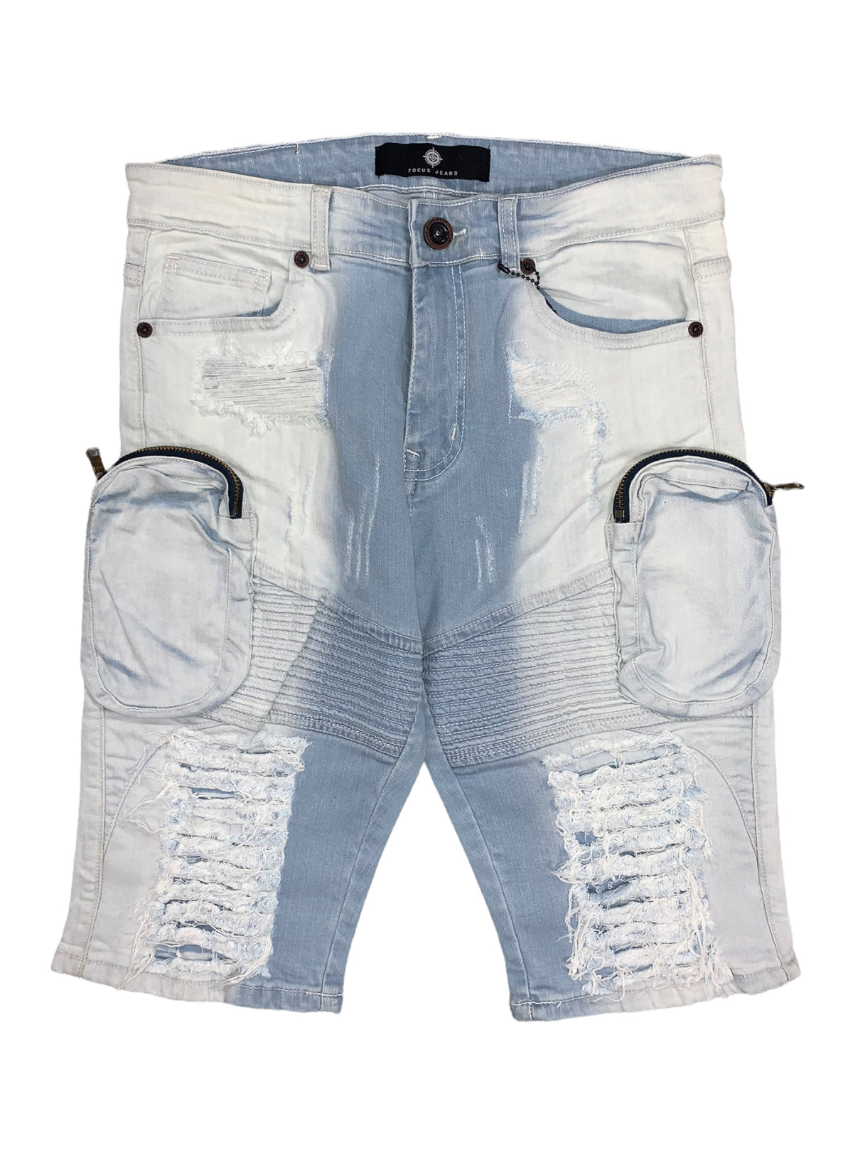 Focus Shorts - Multi Cargo Biker - Light Wash - 3394S