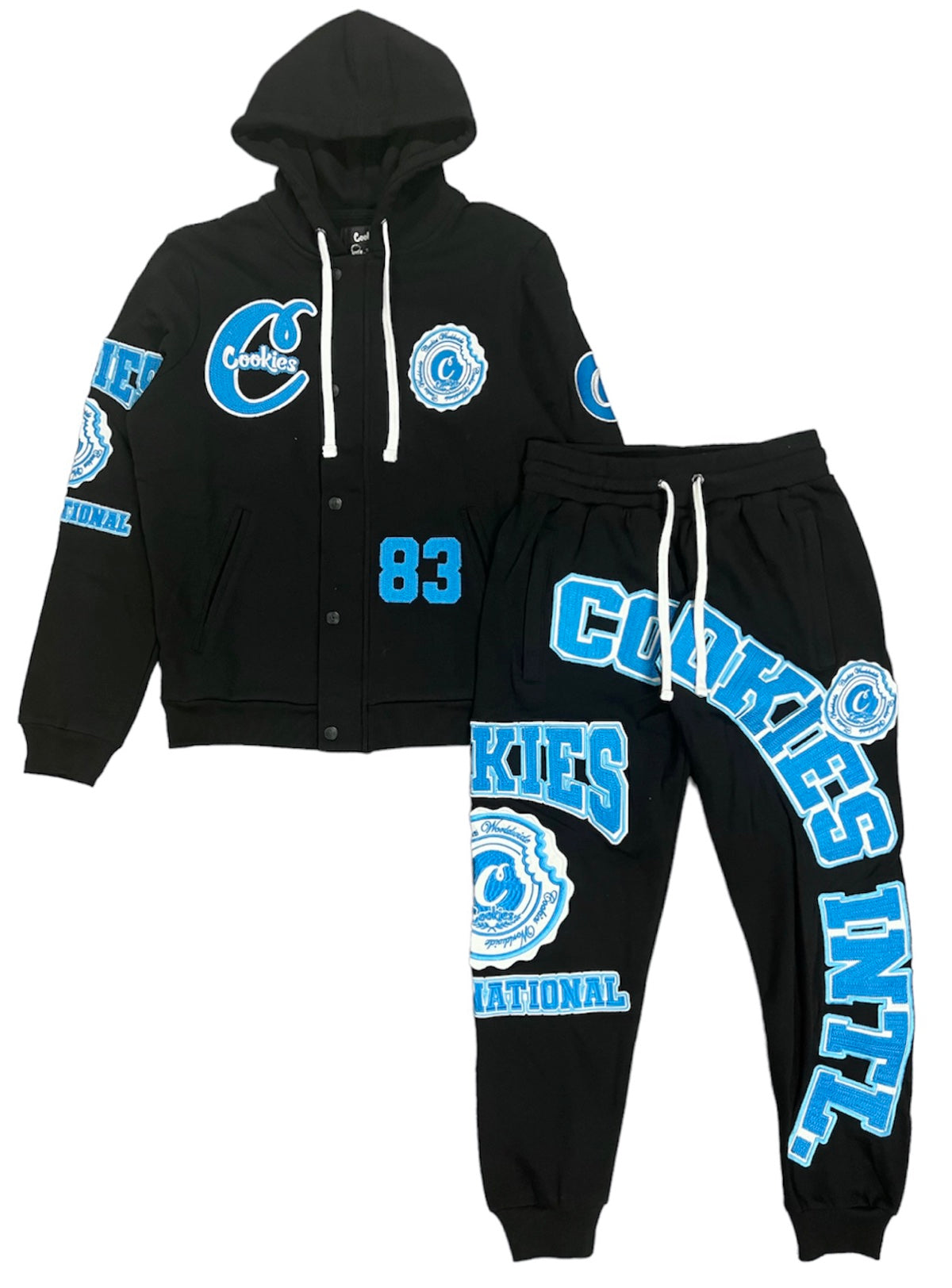 Cookies Sweatsuit - Double Up Fleece Button Up - Black - 1561H6081