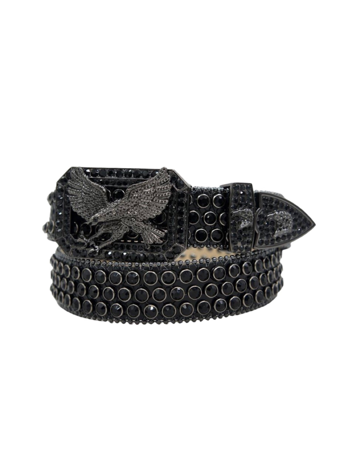 DNA Belt - Eagle - Black Leather And Stones - 381