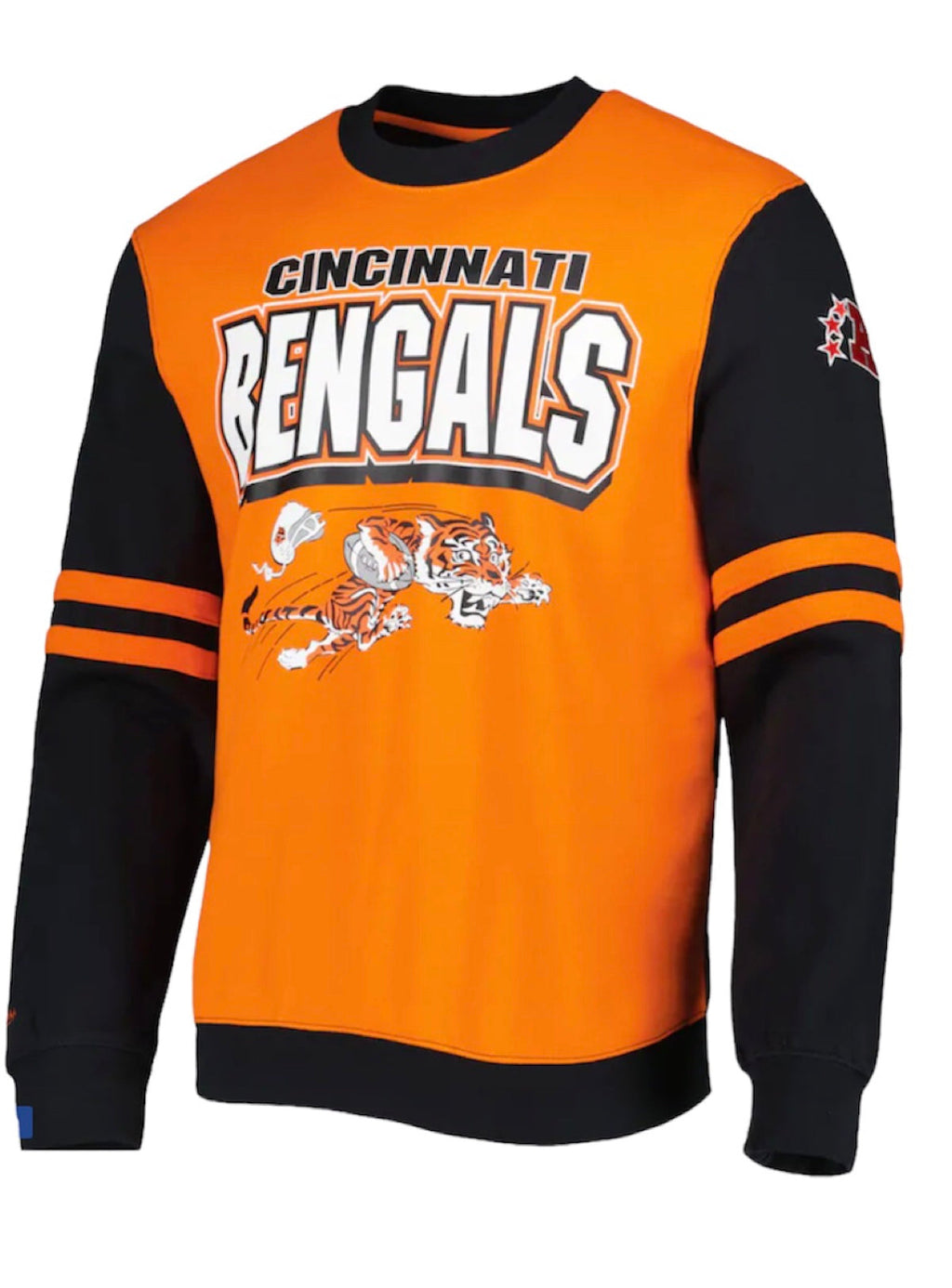 Mitchell & Ness Sweatshirt - All Over Crew 2.0 - Cincinnati Bengals - Orange And Black - FCPO3400