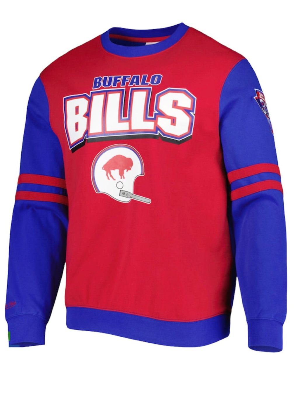 Mitchell & Ness Sweatshirt - All Over Crew 2.0 - Buffalo Bills - Red and Royal Blue - FCPO3400