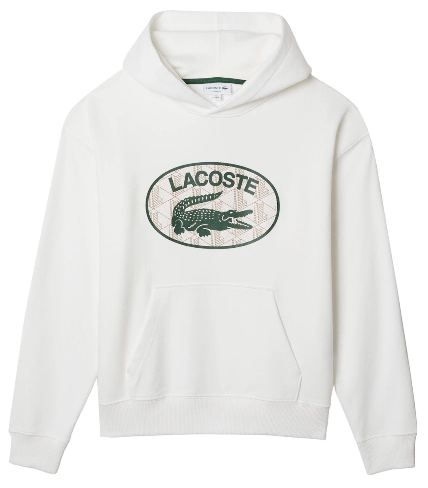 Lacoste Hoodie - Branded Monogram - White - SH0067 51 70V