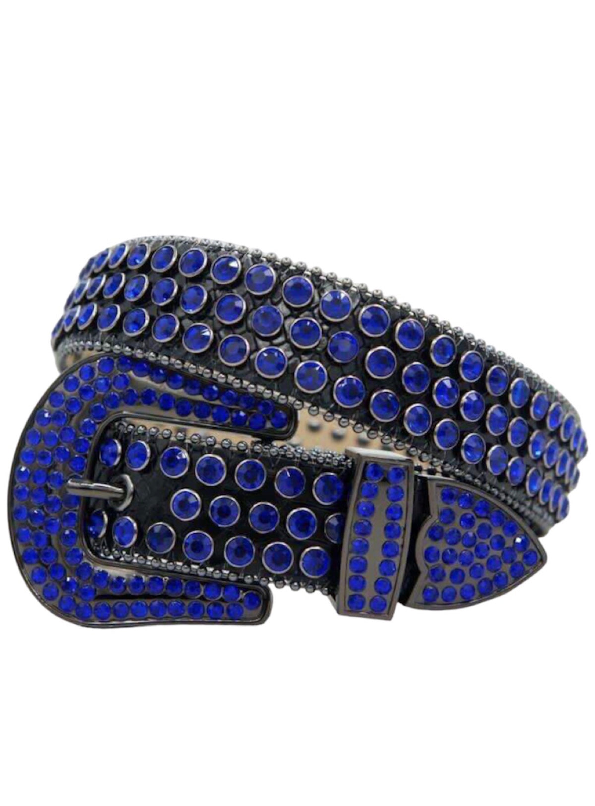 DNA Belt - Black Leather With Blue Stones - 288