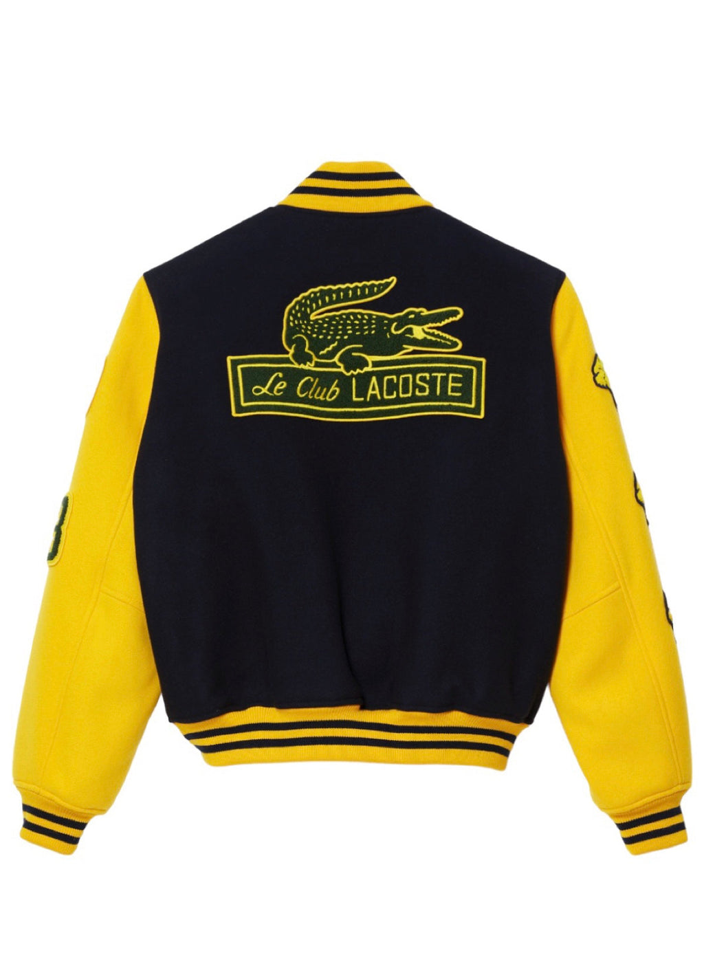 Lacoste Jacket - Two-Tone Woolen Teddy Varsity - Navy Blue-HDE and Yellow-C7T - BH9202 51 TIV
