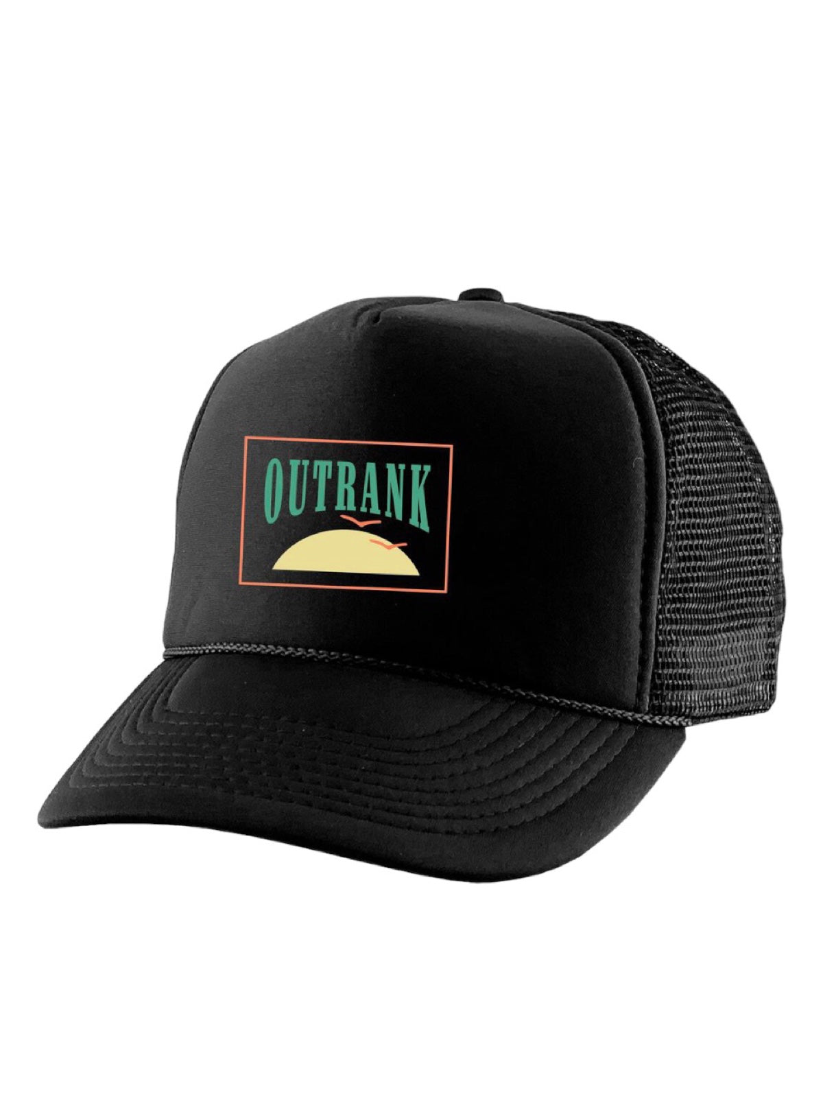 Outrank Hat - Sunset Foam Trucker - Black - QSH233