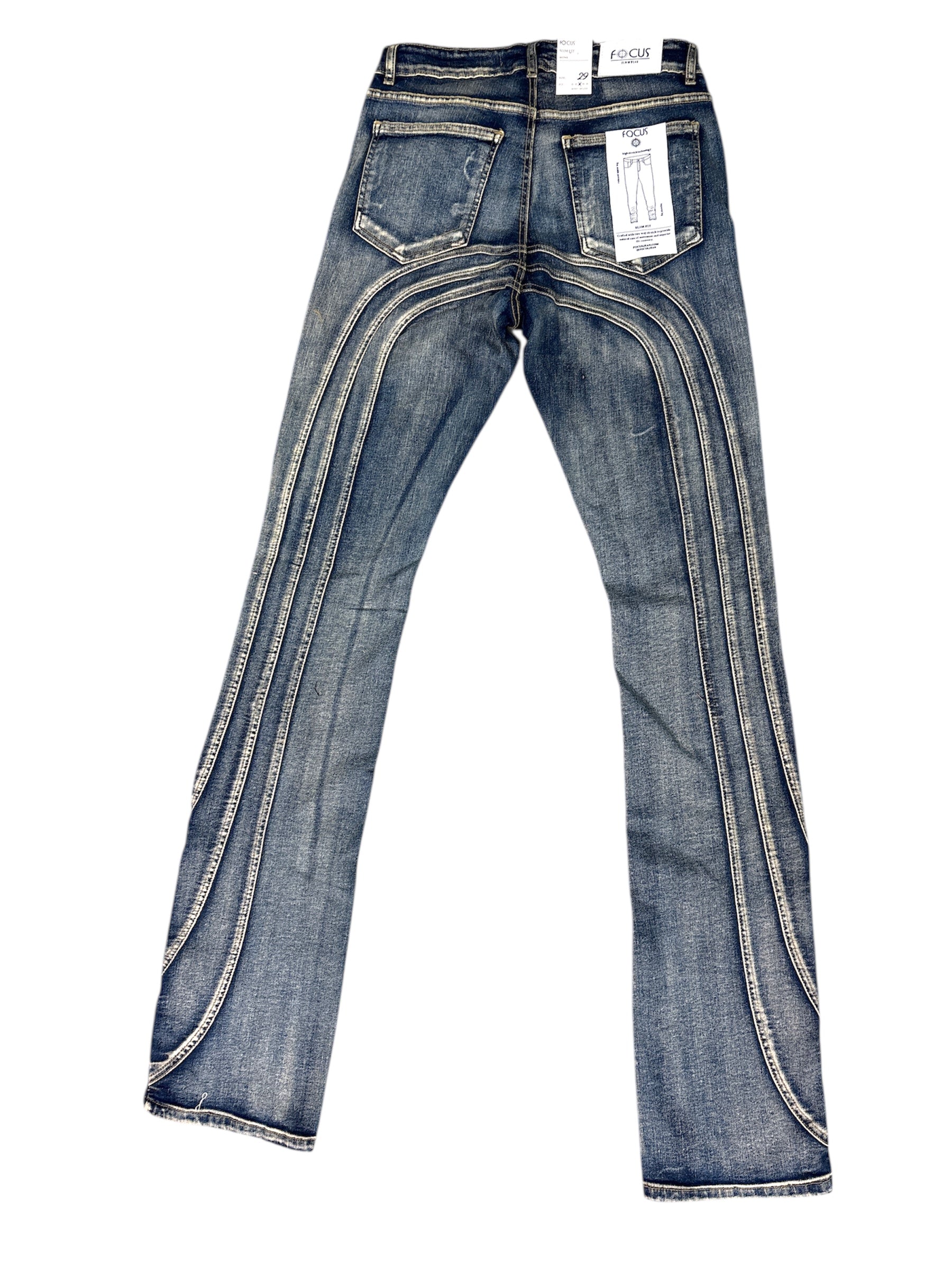 Focus Jeans - Wavey Stacked - Vintage Blue  - 250C