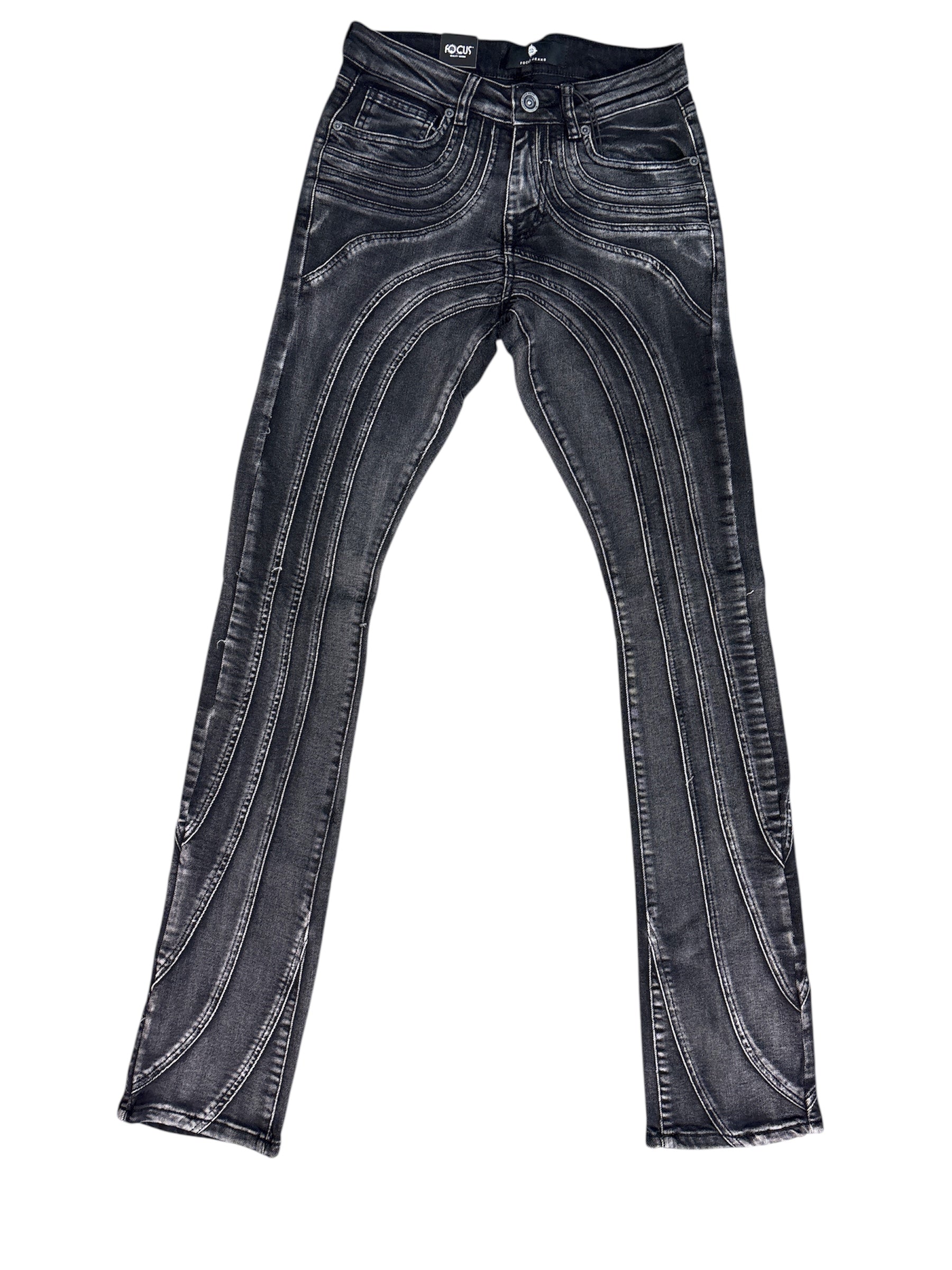Focus Jeans - Wavey Stacked - Shadow Black  - 250C