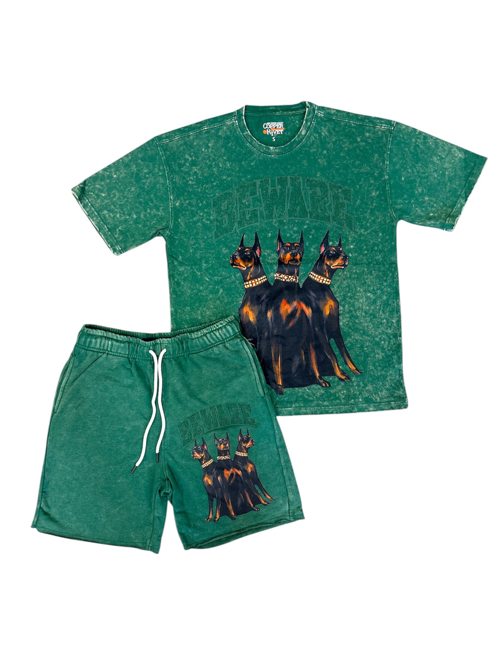 Copper Rivet Short Set - Beware - Acid Wash Green - 511008