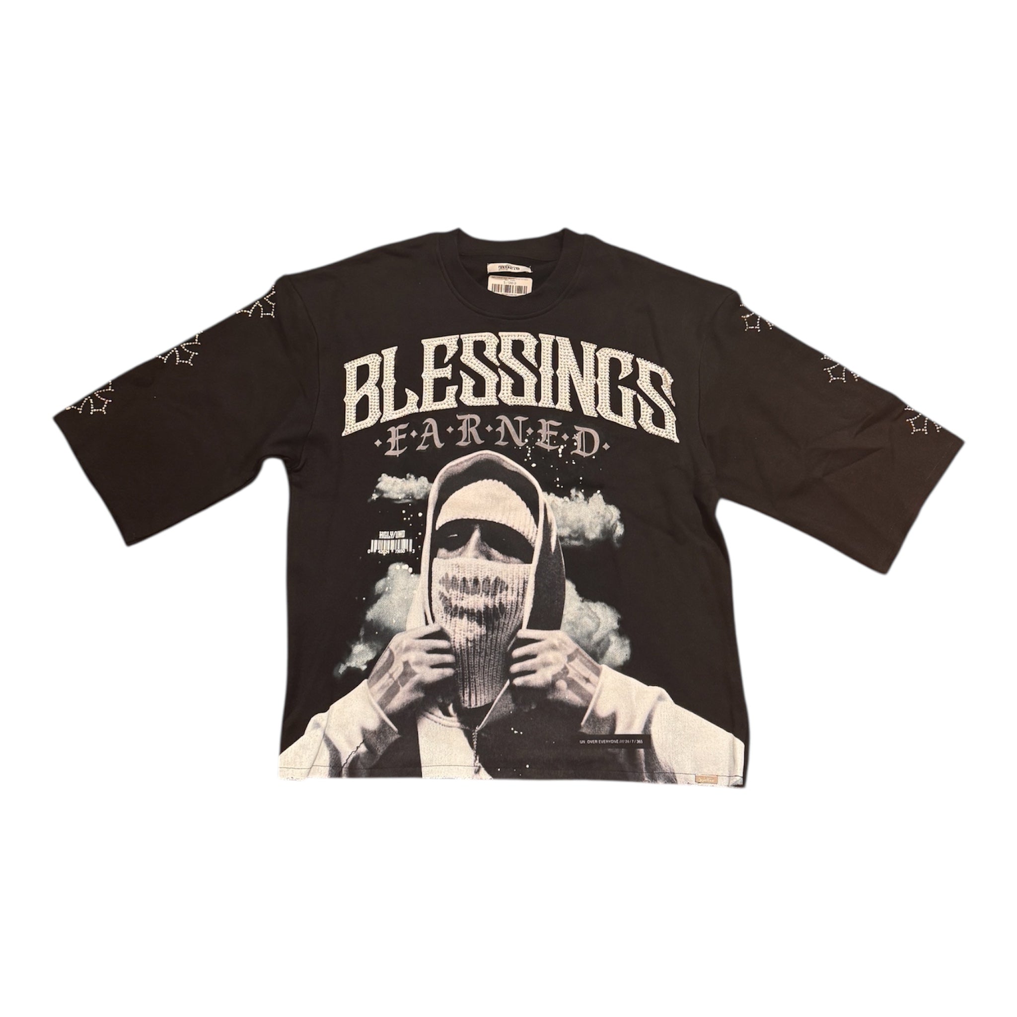 Highly Undertd T-Shirt - Blessings Earned 3\4 Sleeve - Black - HF5503