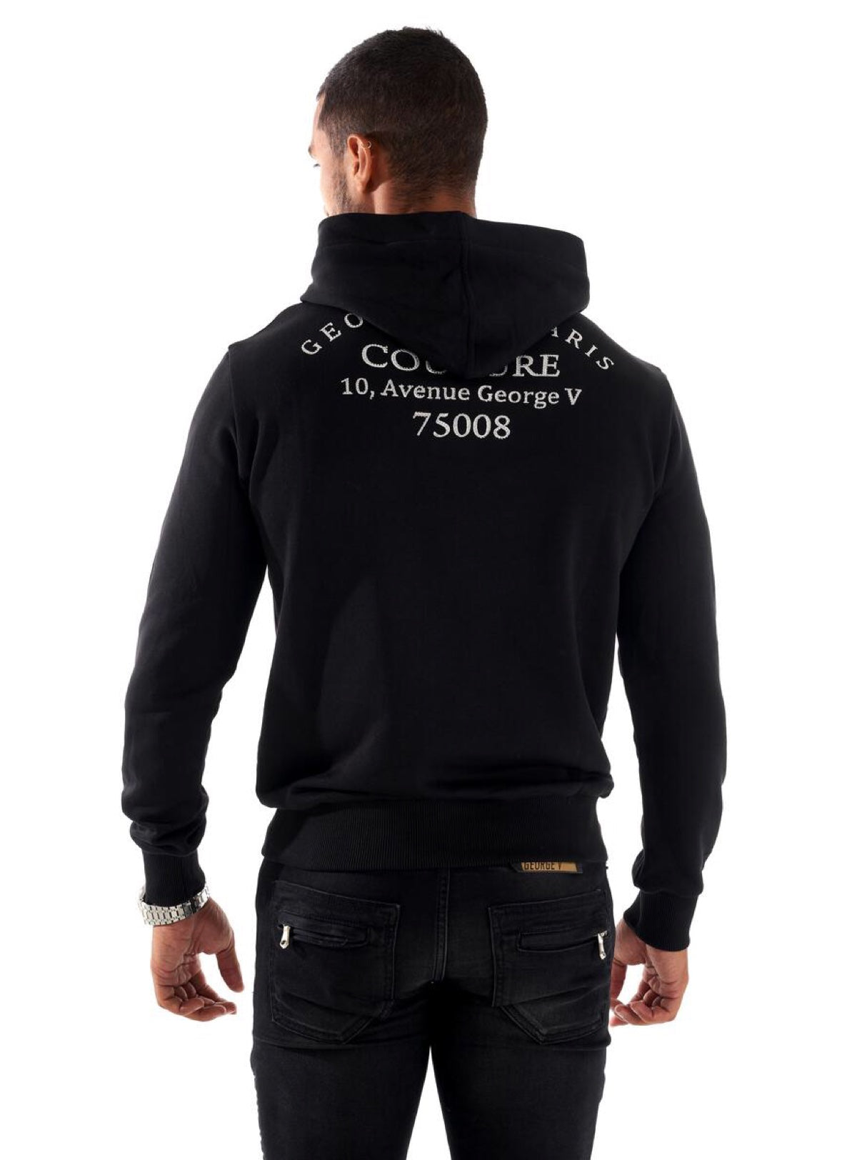 George V Hoodie - Chain Bear - Black And Red - GV2313