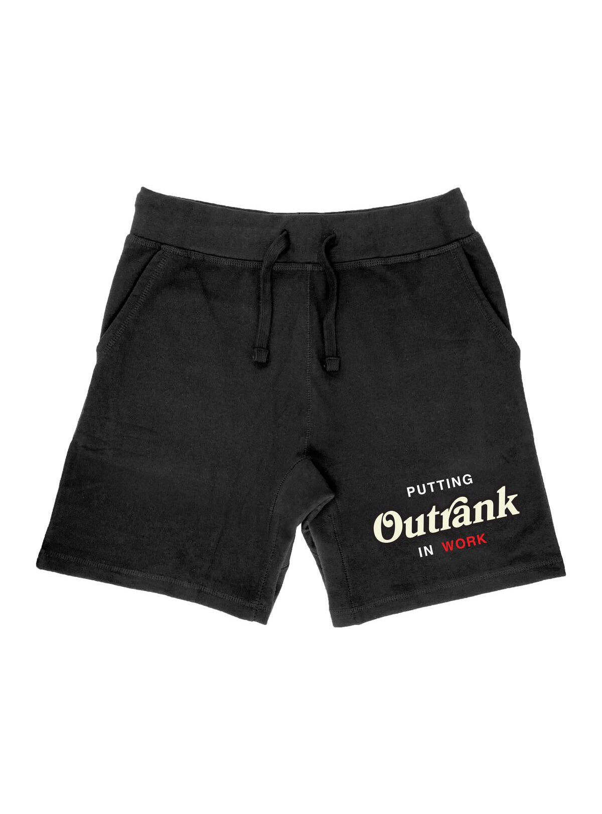 Outrank Shorts - Putting In Work Embroidered - Black - ORS2429
