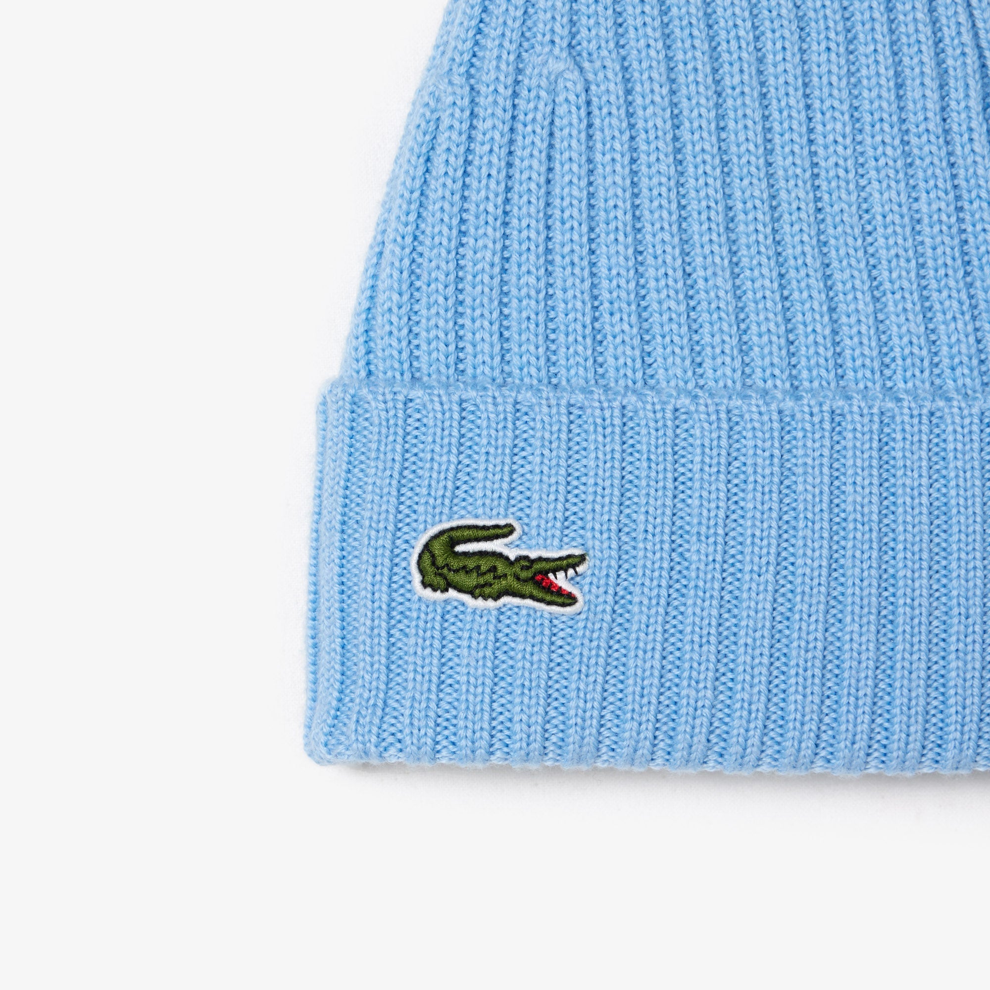 Lacoste Hat - Unisex Ribbed Wool Beanie - Pastel Blue HBP - RB0001
