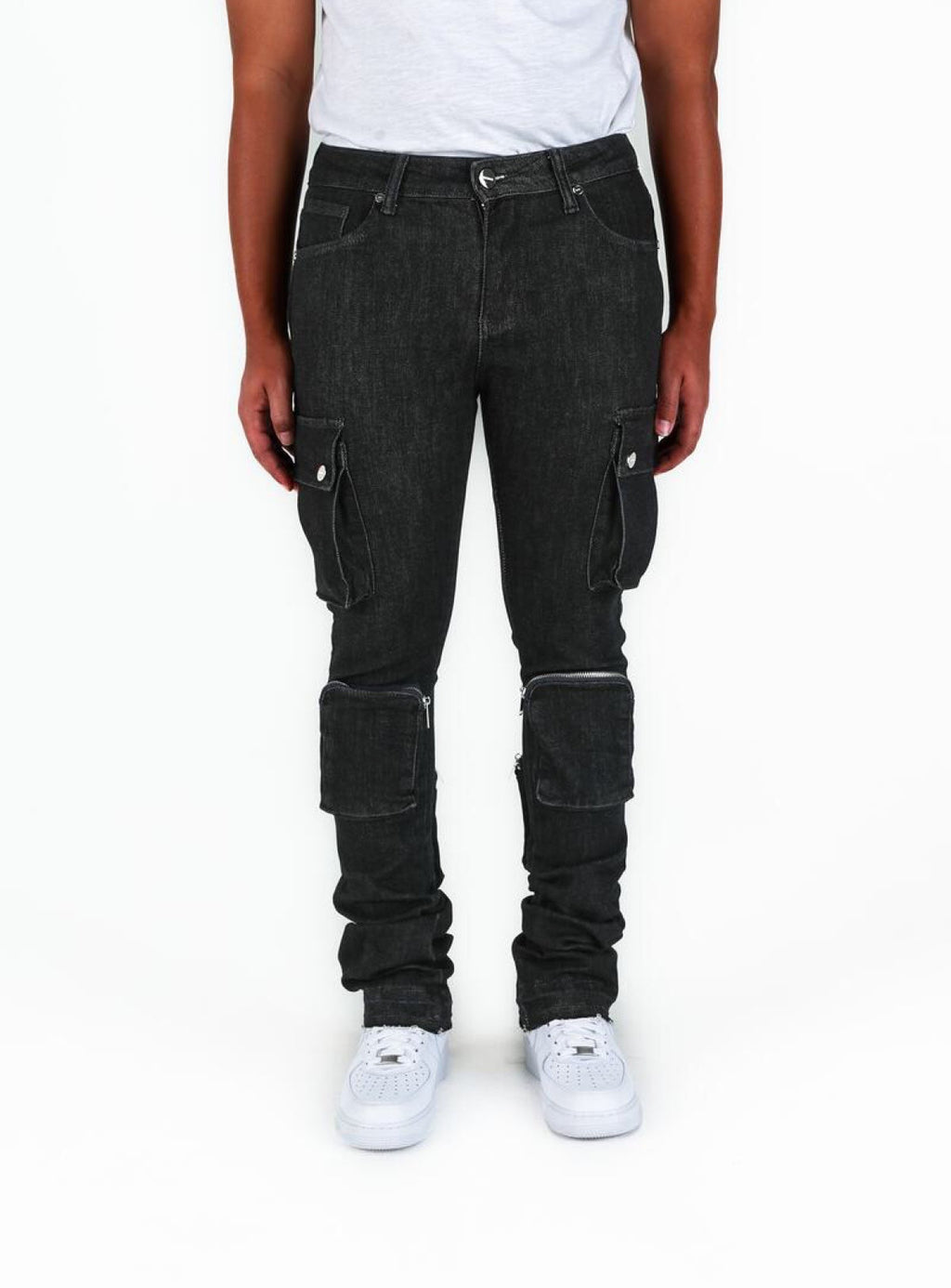Pheelings Jeans Cargo Flare Stacked - Never Look Back - Raw Black - PH-FA22-15