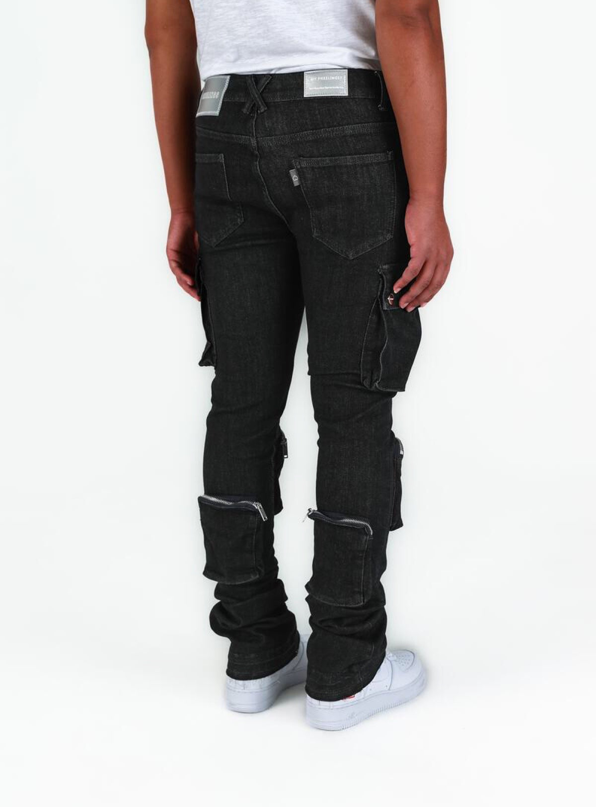 Pheelings Jeans Cargo Flare Stacked - Never Look Back - Raw Black - PH-FA22-15