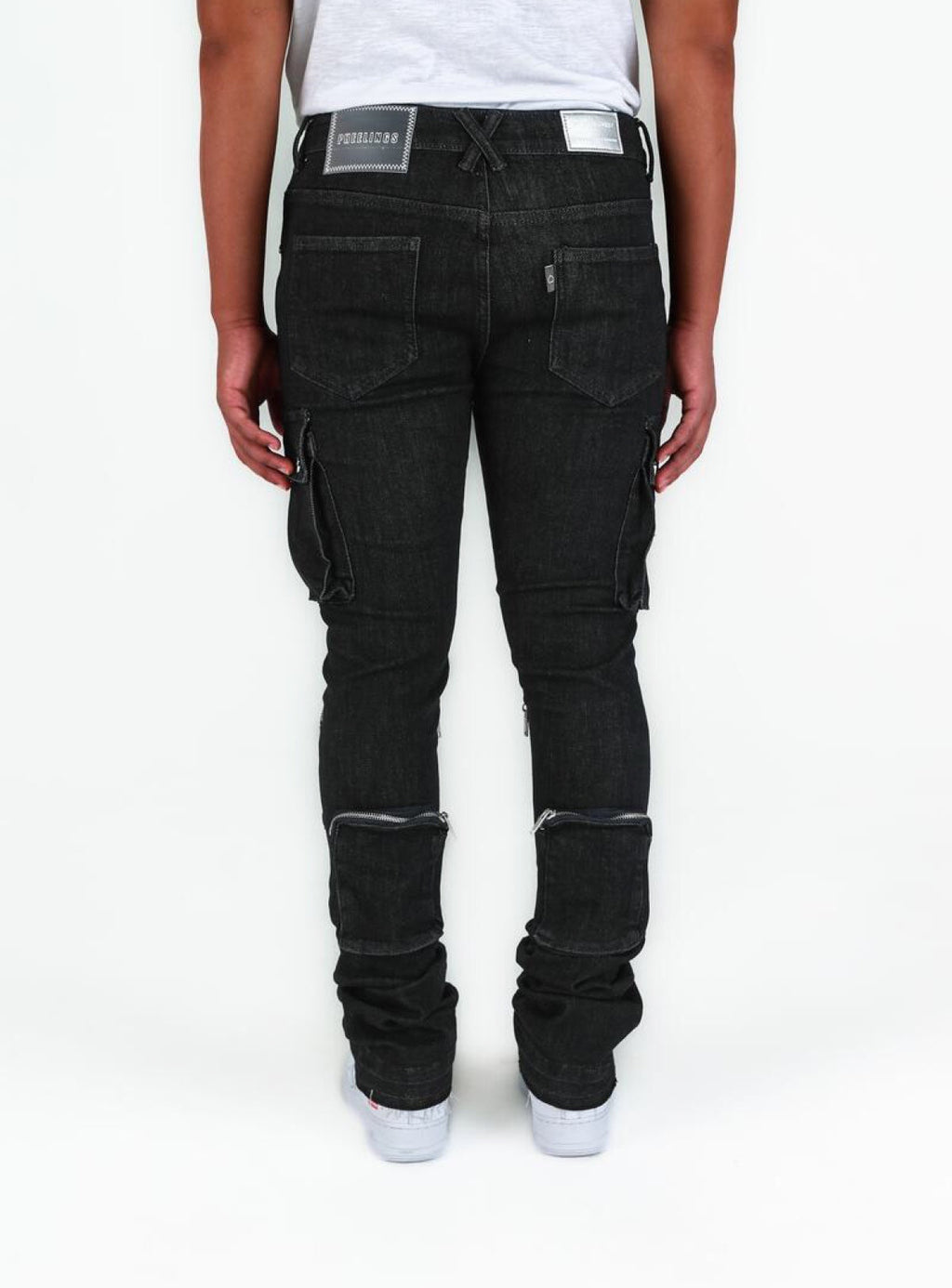 Pheelings Jeans Cargo Flare Stacked - Never Look Back - Raw Black - PH-FA22-15