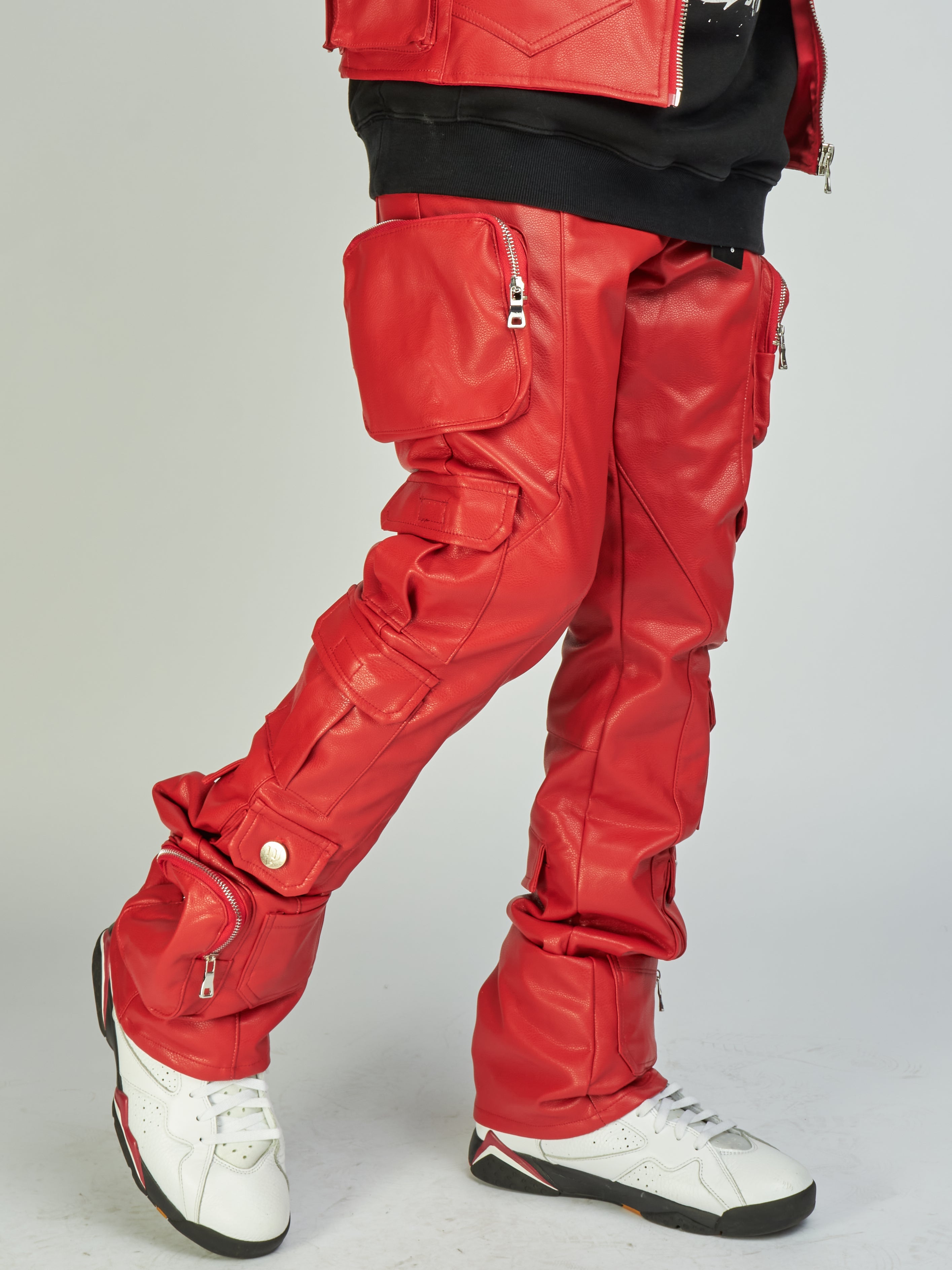 Politics Jeans - Florence Leather Cargo - Scarlet - 502