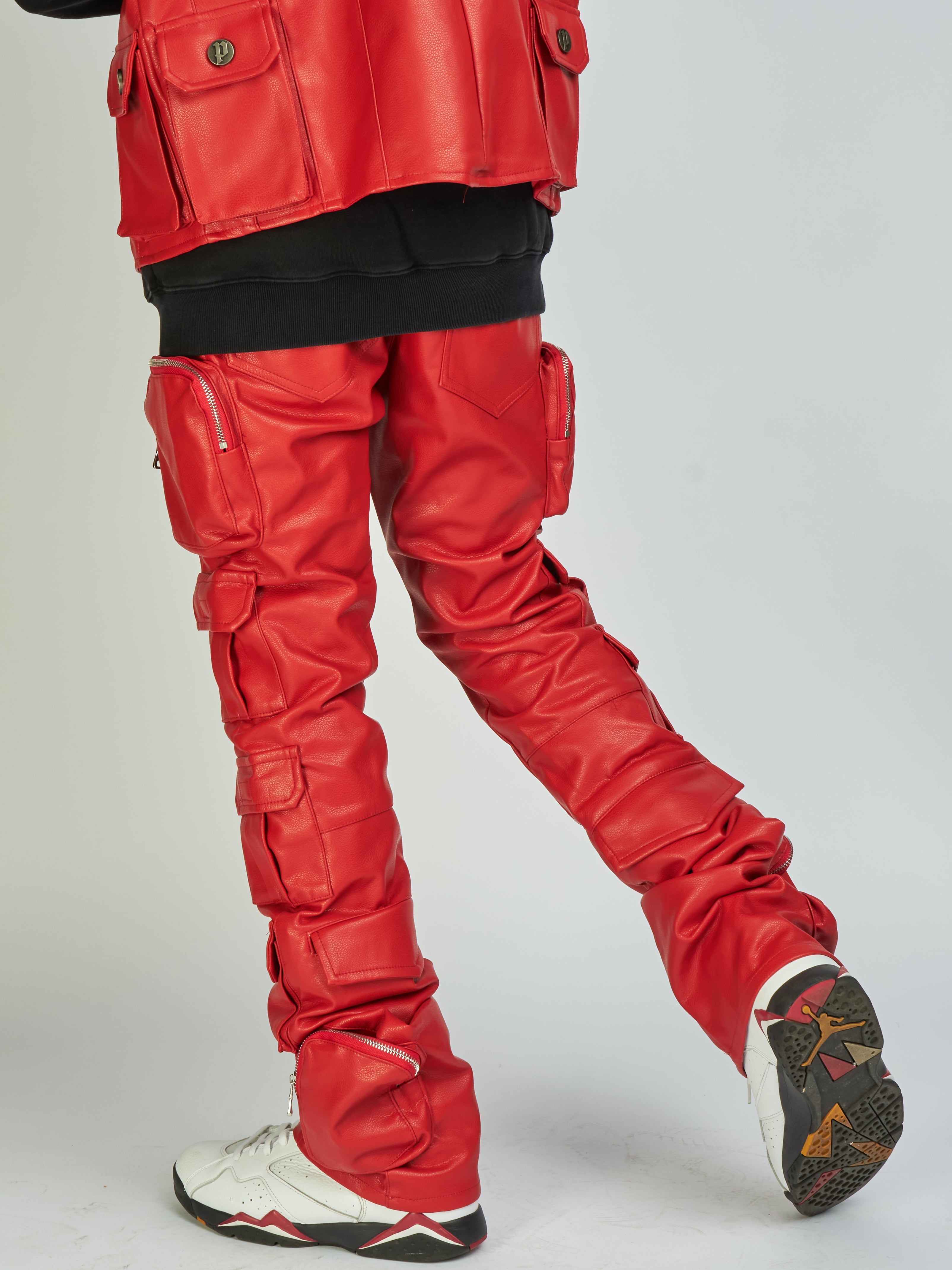 Politics Jeans - Florence Leather Cargo - Scarlet - 502